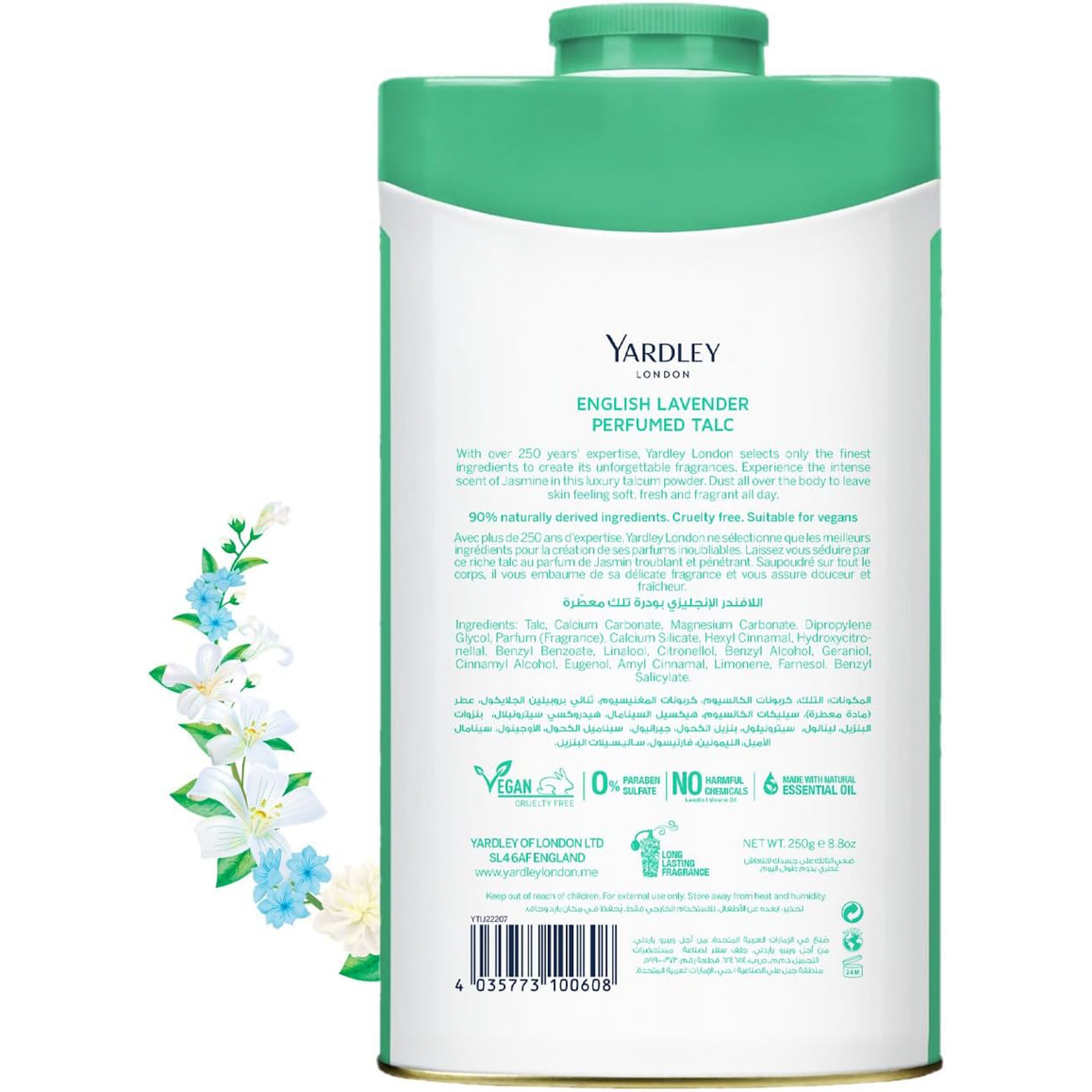YARDLEY  TALC  JASMINE  250gm