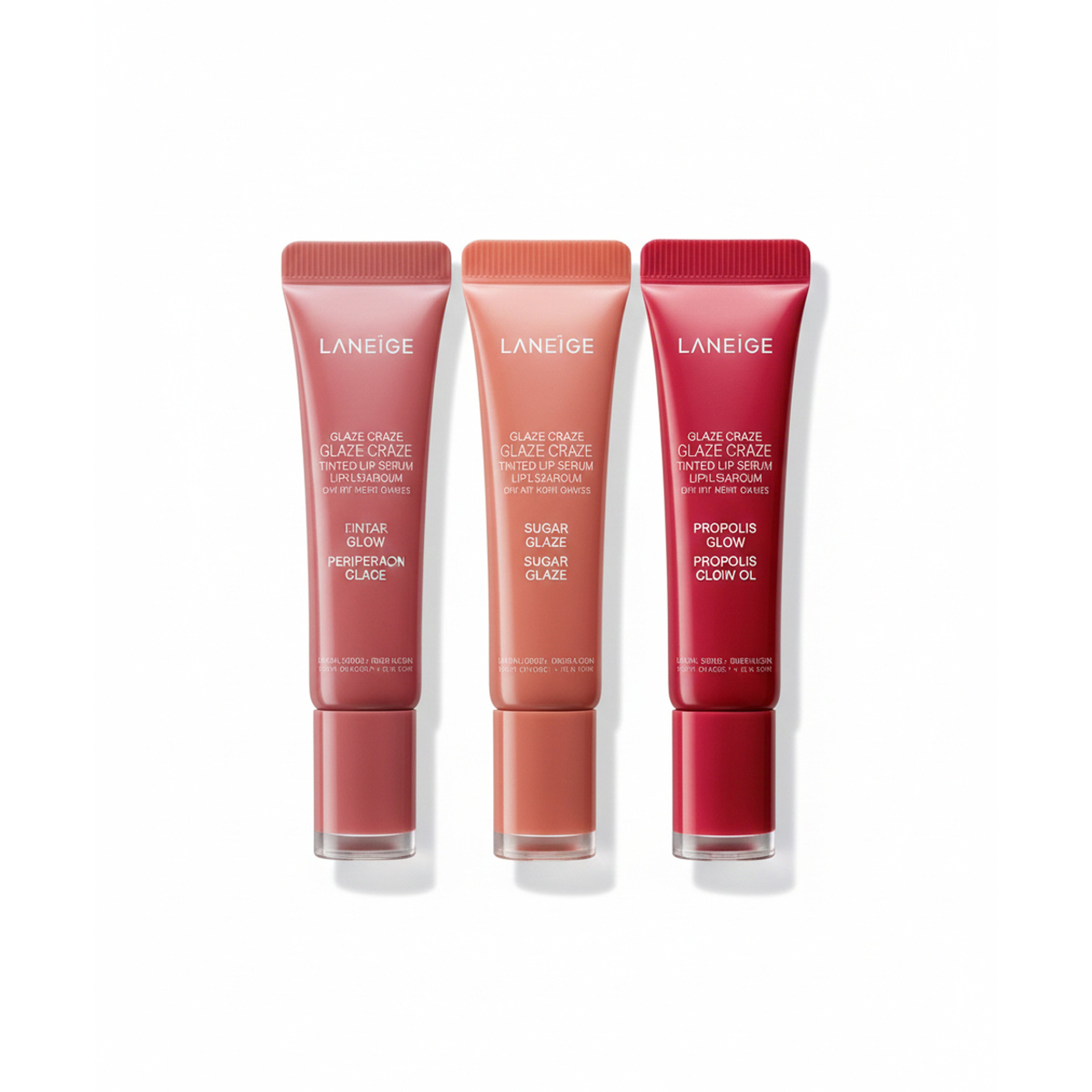 Laneige Glaze Craze Tinted Lip Serum (Peach Glaze 12G, Maple Glaze 12G, Raspberry Jam 12G)