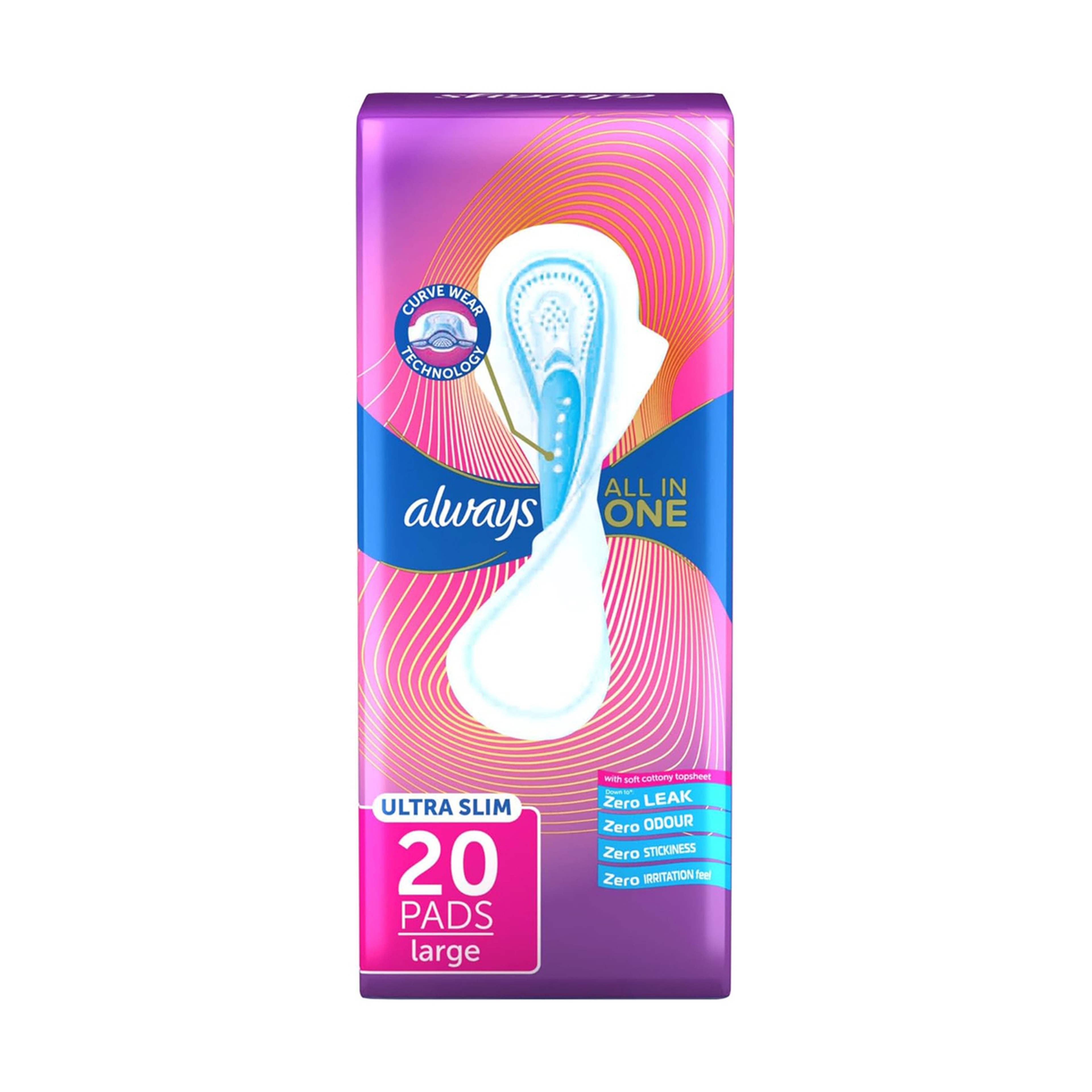 Always Pads Ultra Slim All In One Curvewear Normal With Wings - 20 Sanitary Pads
