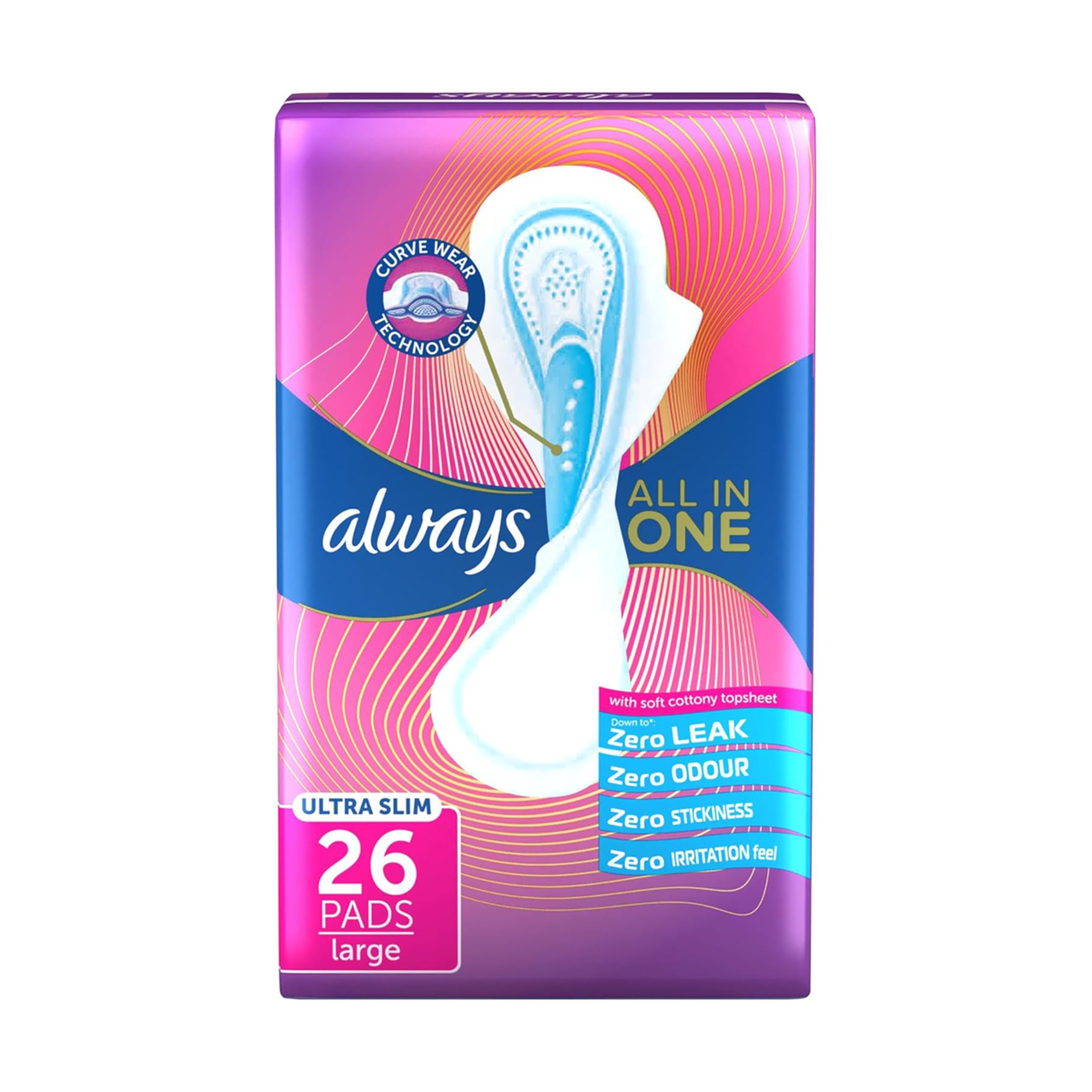 Always Pads Ultra Slim All In One Curvewear Normal With Wings - 26 Sanitary Pads