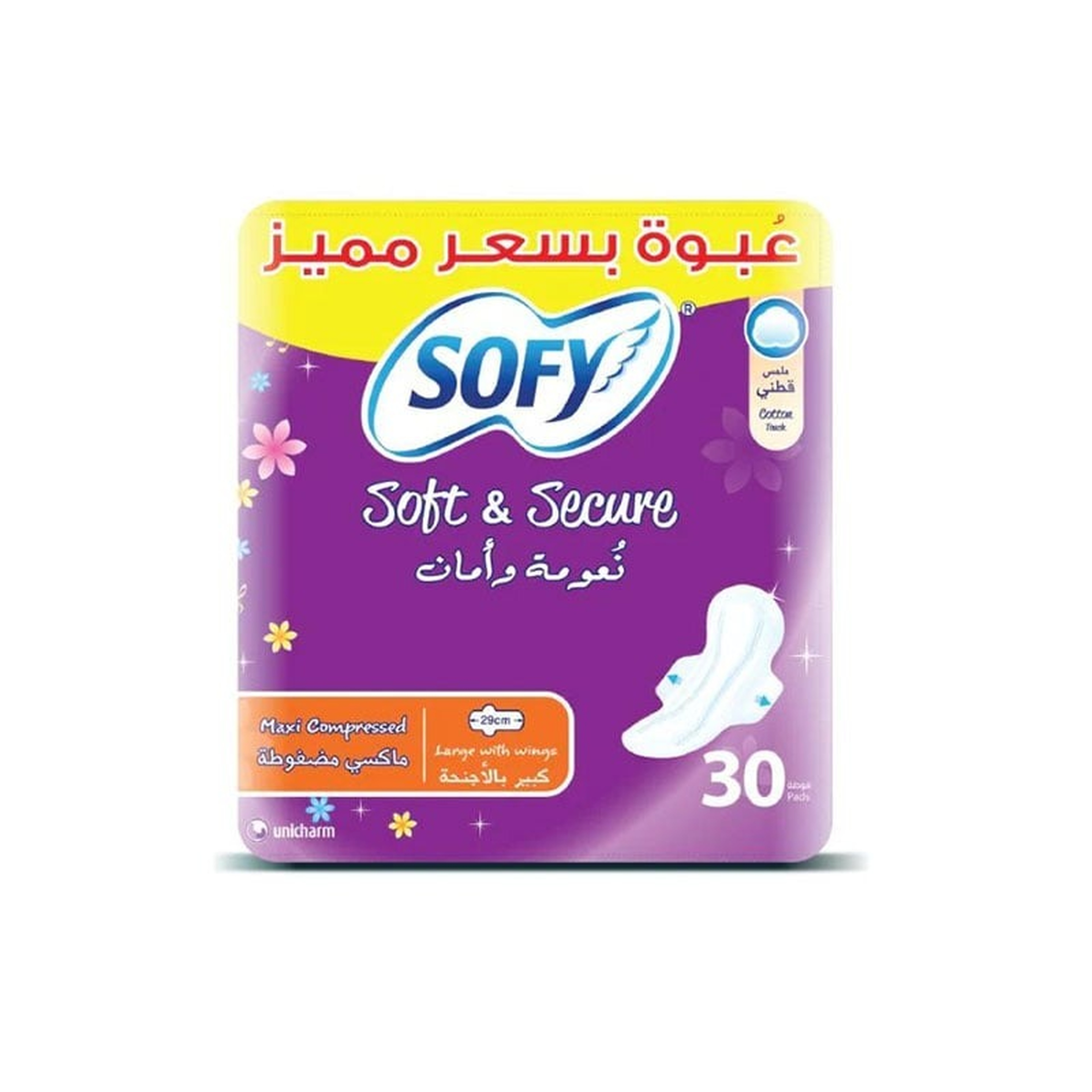 Sofy Compressed Large Sanitary Pads With Wings 6+30