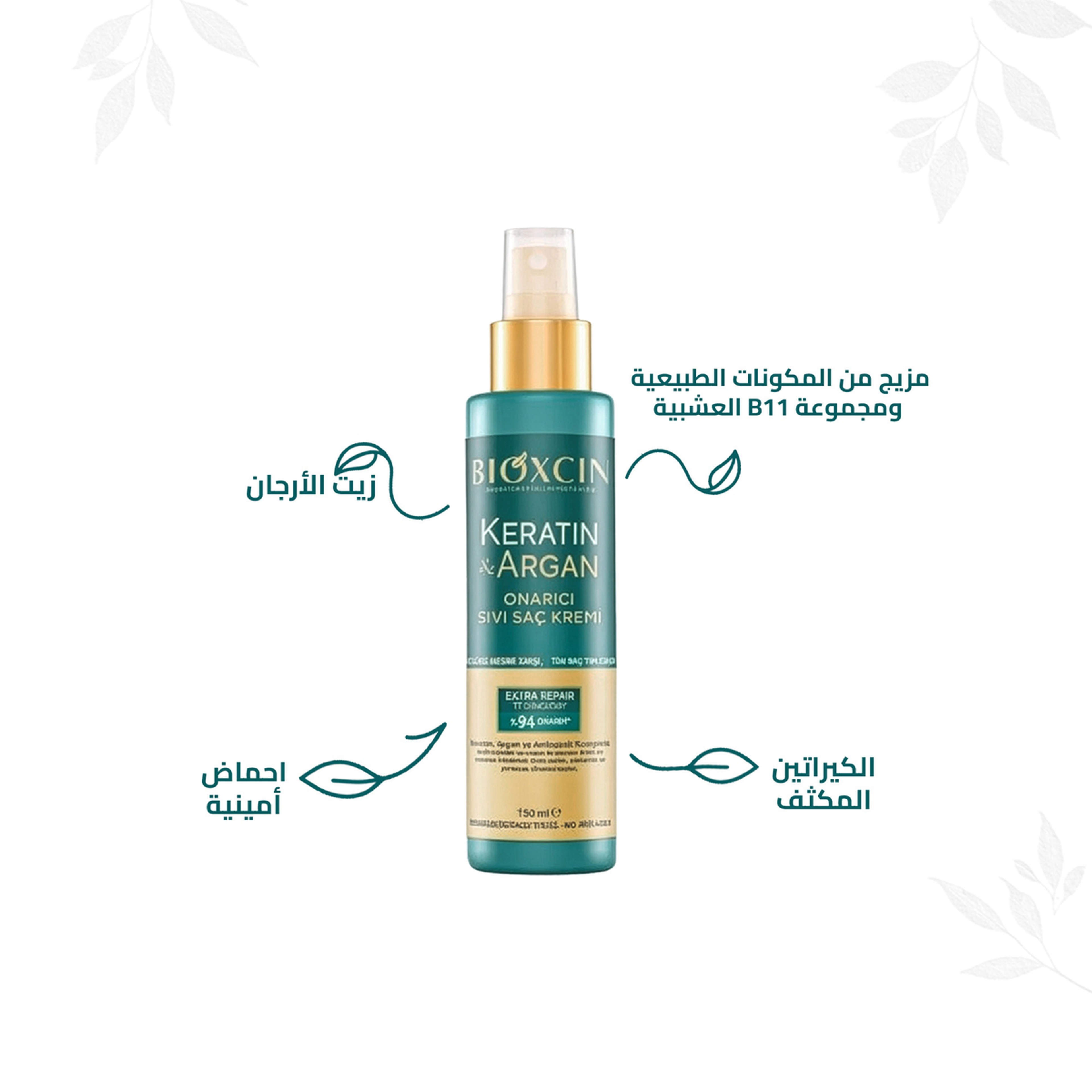 Bioxcin Keratin & Argan Repair Liquid Hair Care Cream 150 Ml