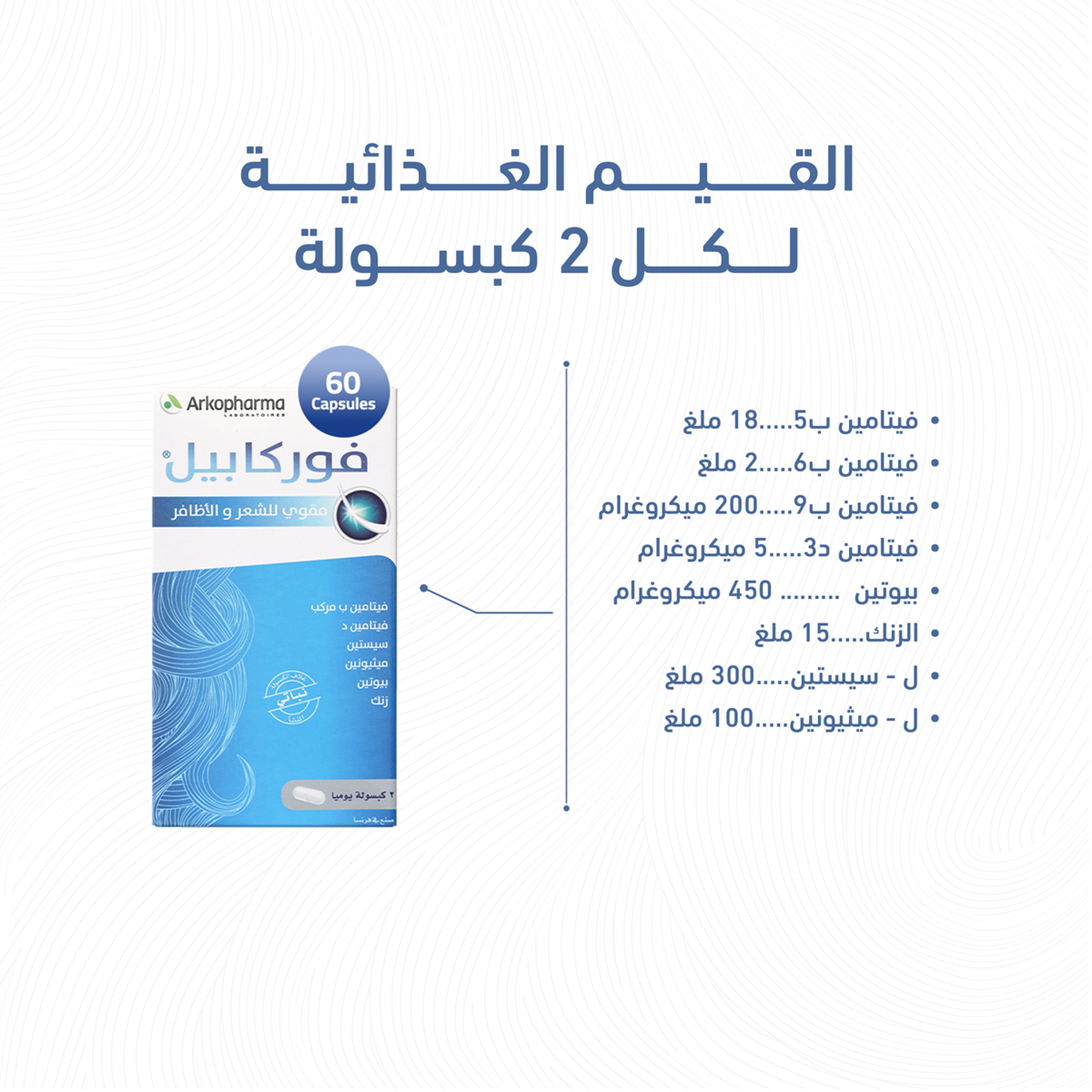 فوركابيل، مقوي للشعر والأظافر - 60 كبسولة