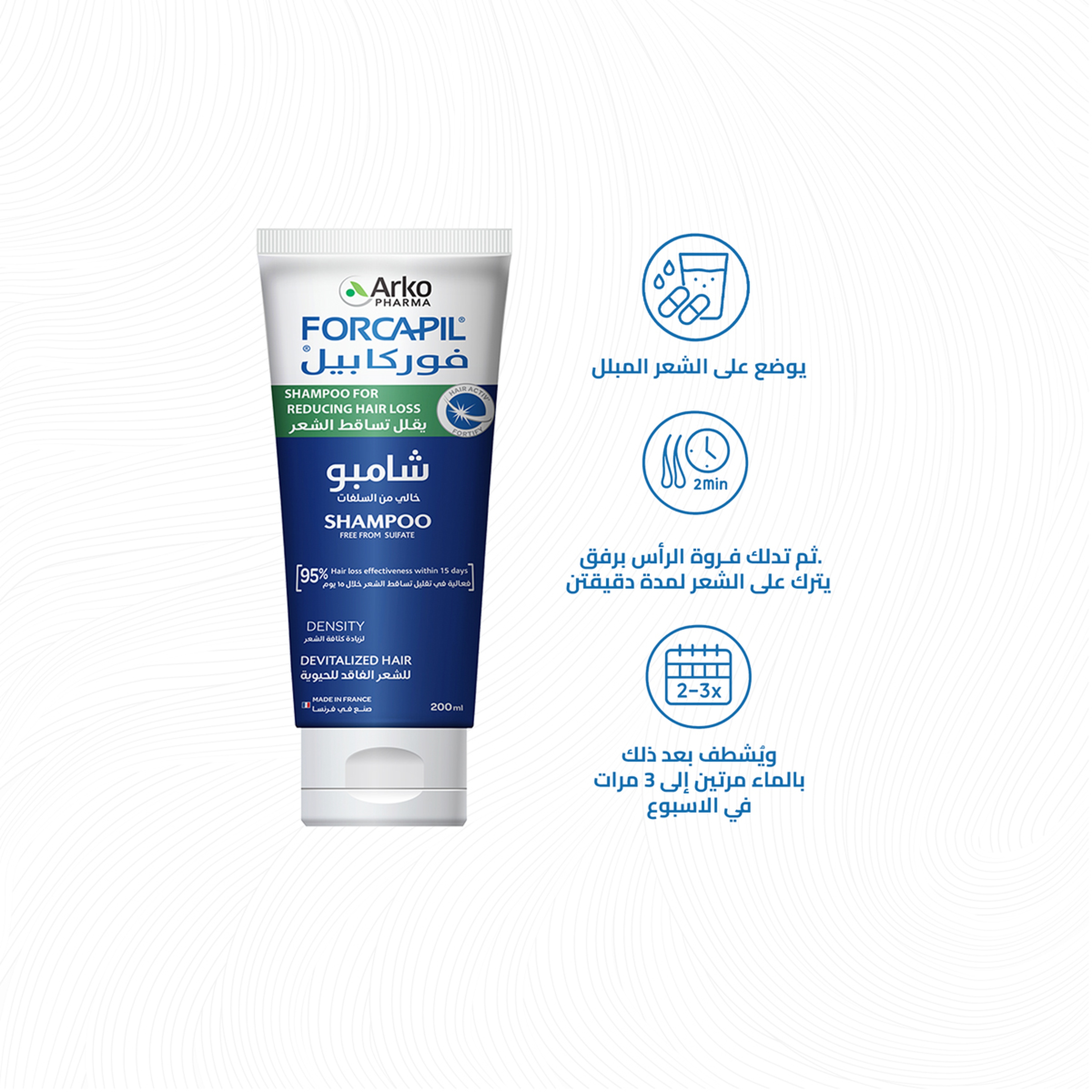 فوركابيل شامبو مقوي بالكيراتين وبروفيتامين ب5 200مل