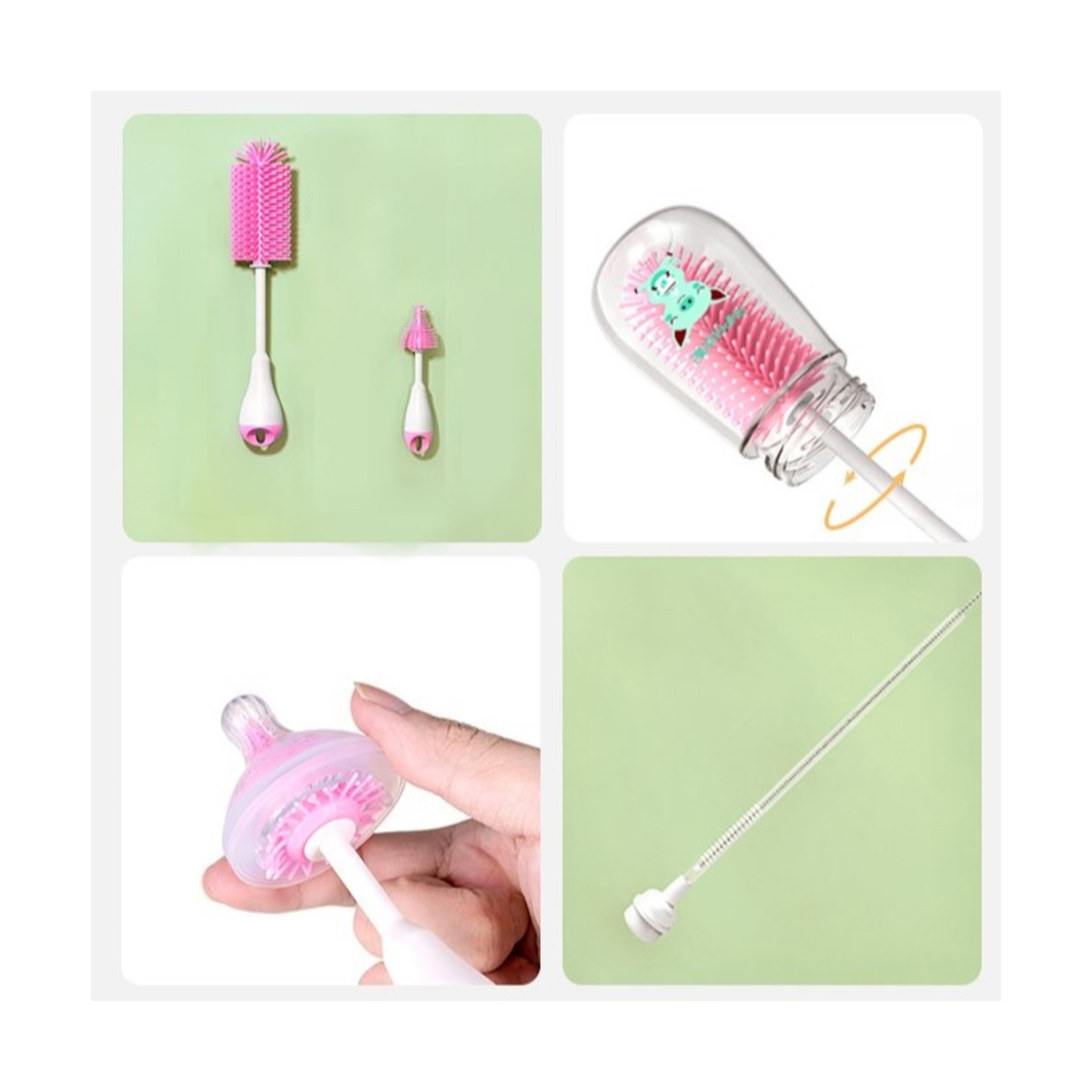 Luqu 3N1 Silicone Bottle Brush Set Pink