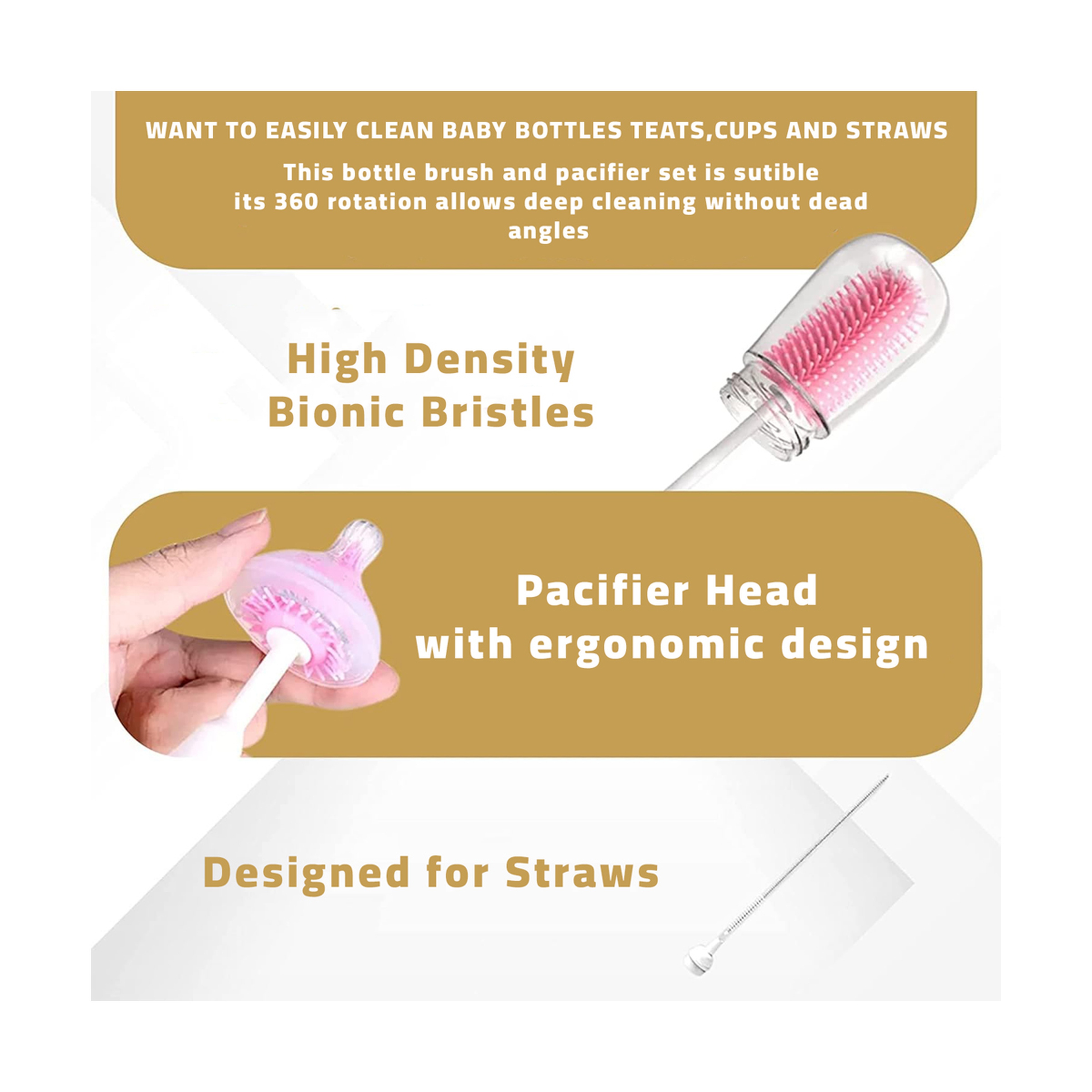 Luqu 3N1 Silicone Bottle Brush Set Pink