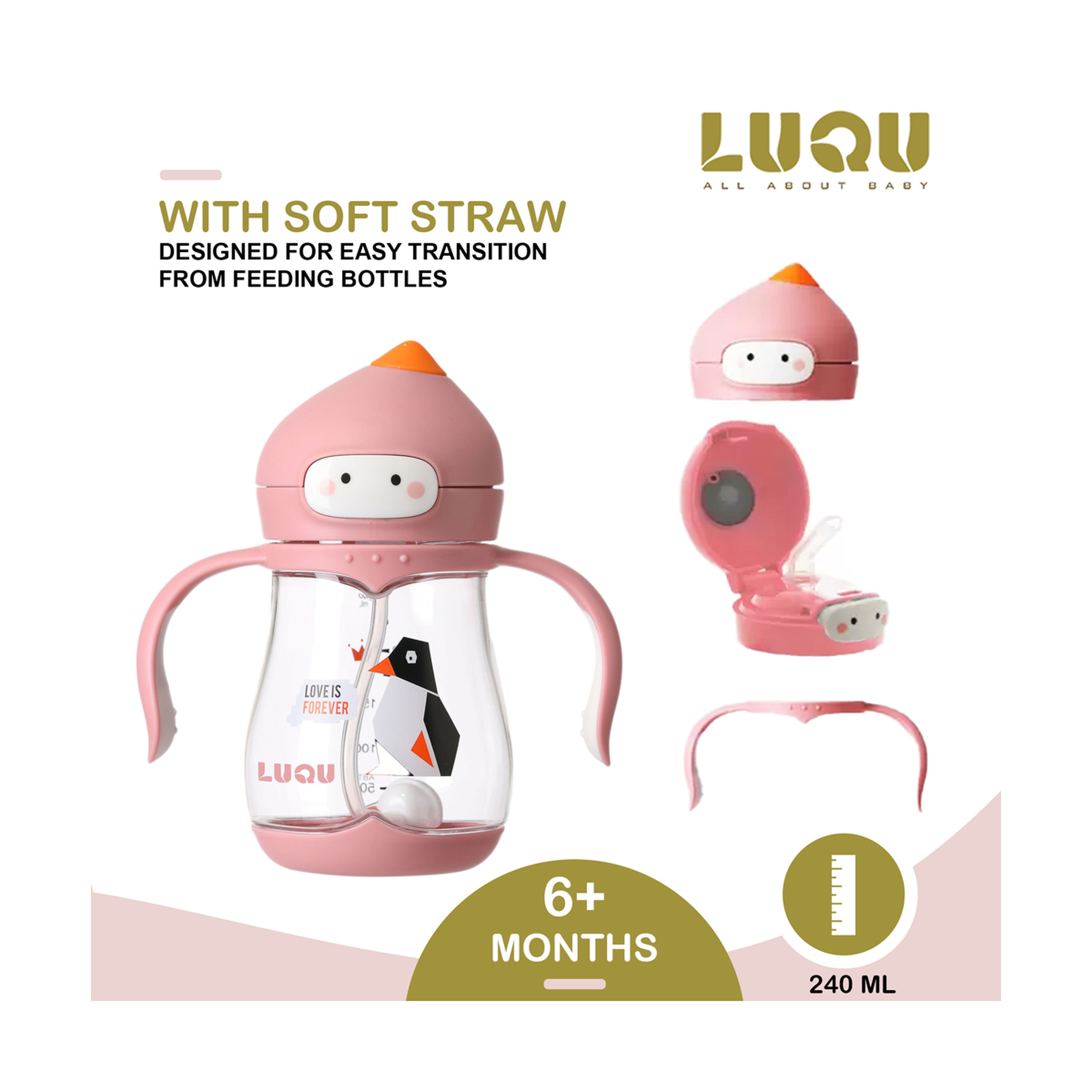 Luqu Tritan Sippy Cup Water Bottle 240Ml