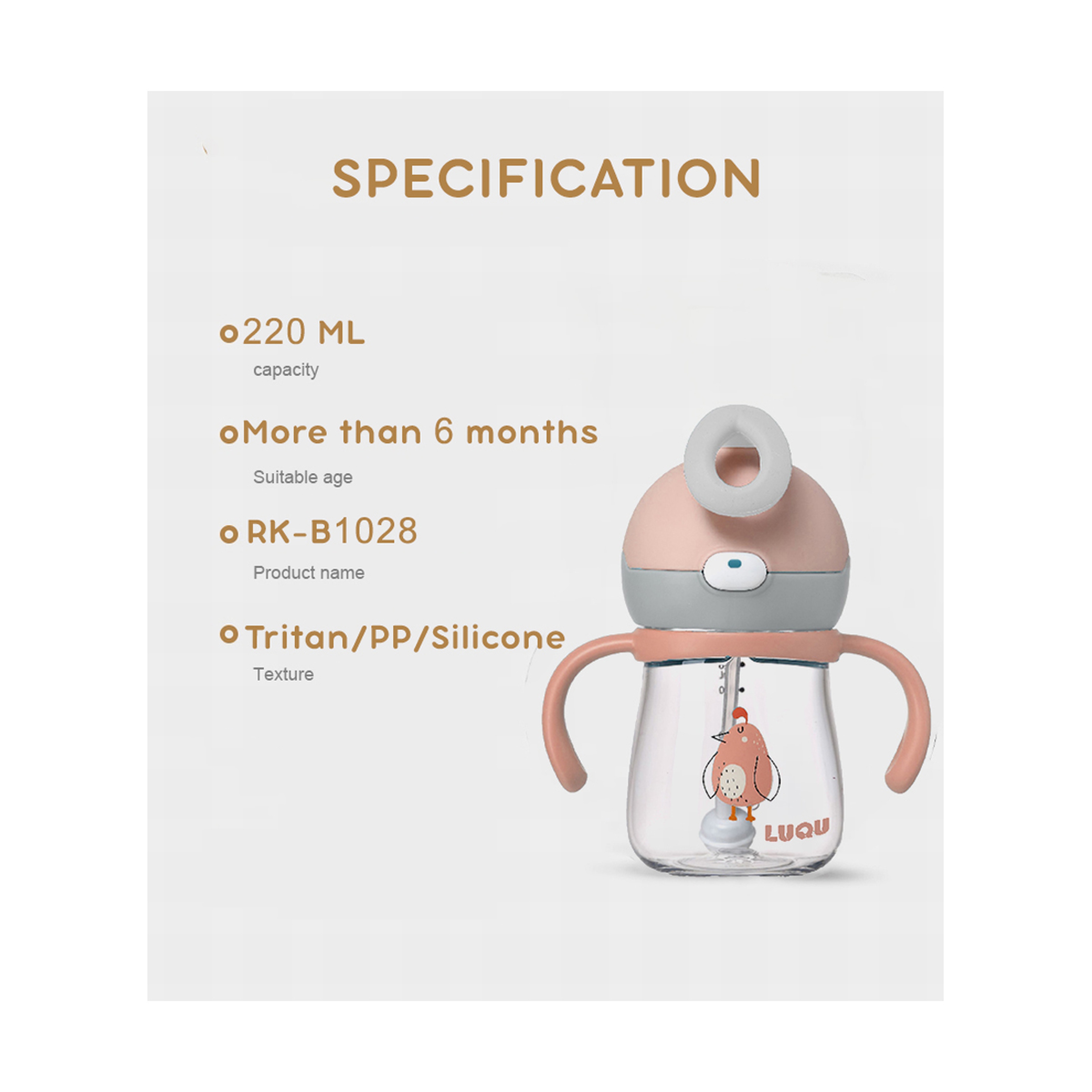 Luqu Tritan Sippy Cups Toddlers 220Ml