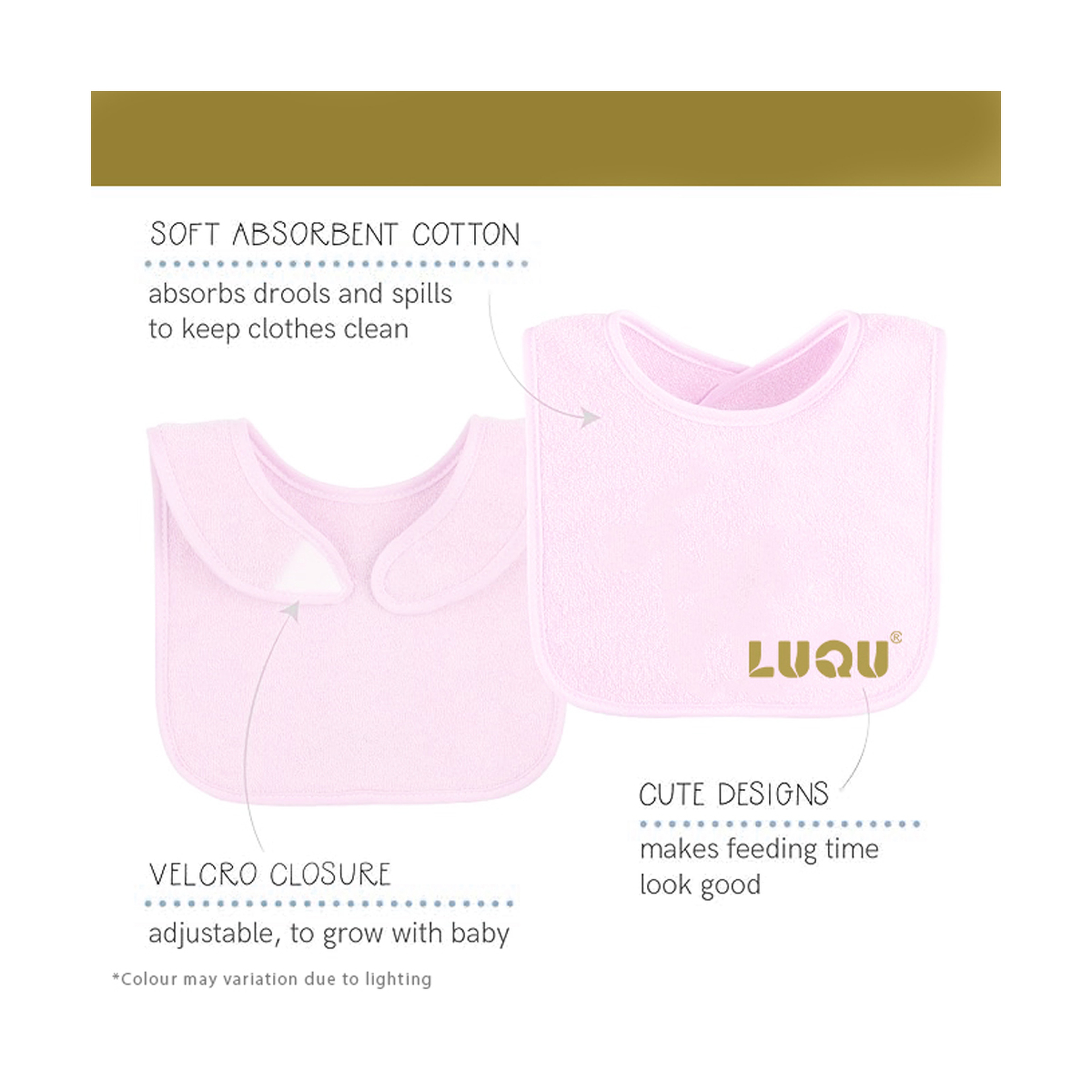 Luqu Introducing 3 Bibs Set Pink