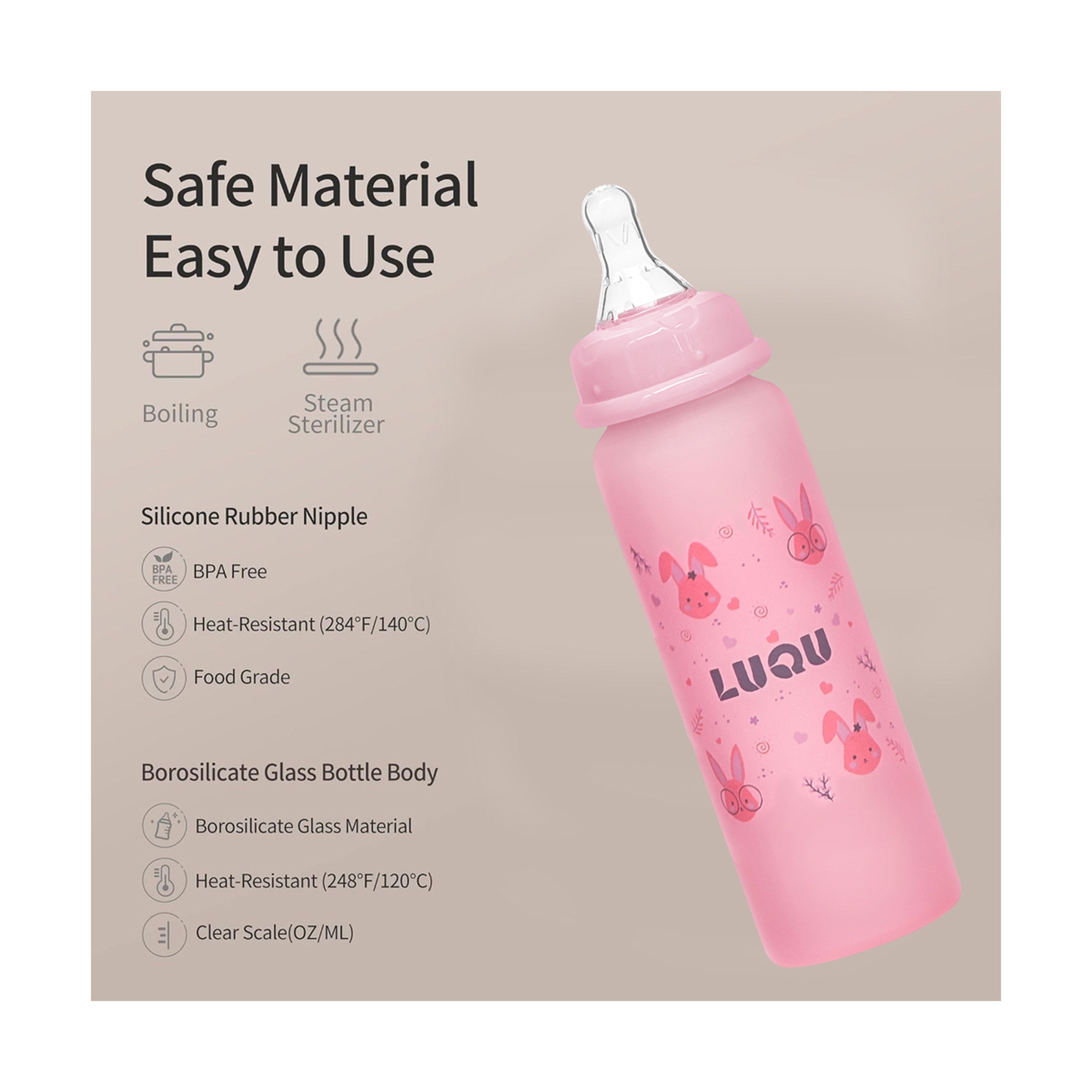 Luqu Bottle Silicone Coating, 240Ml Pink