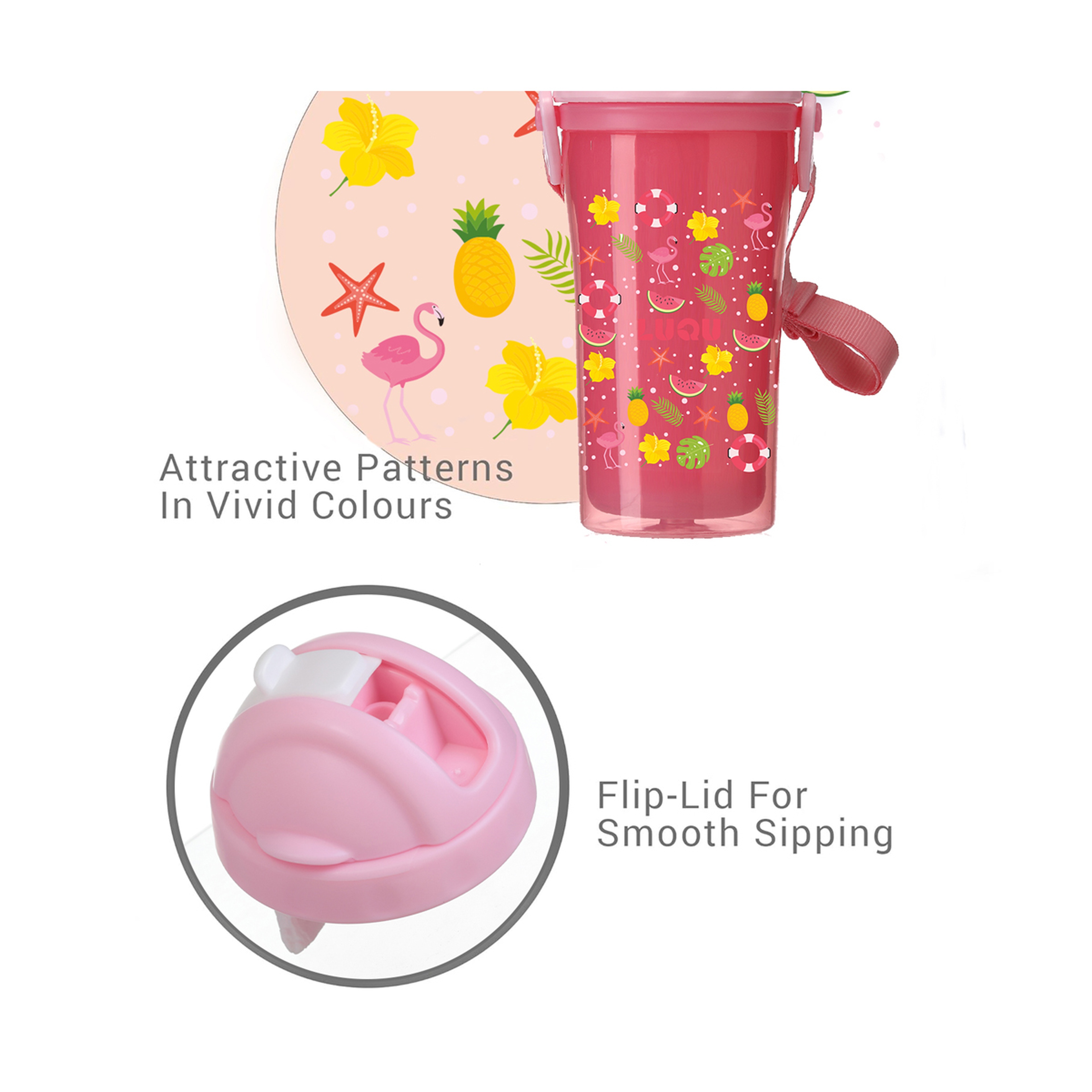 Luqu Kids Double Layer Bottle 340Ml Pink