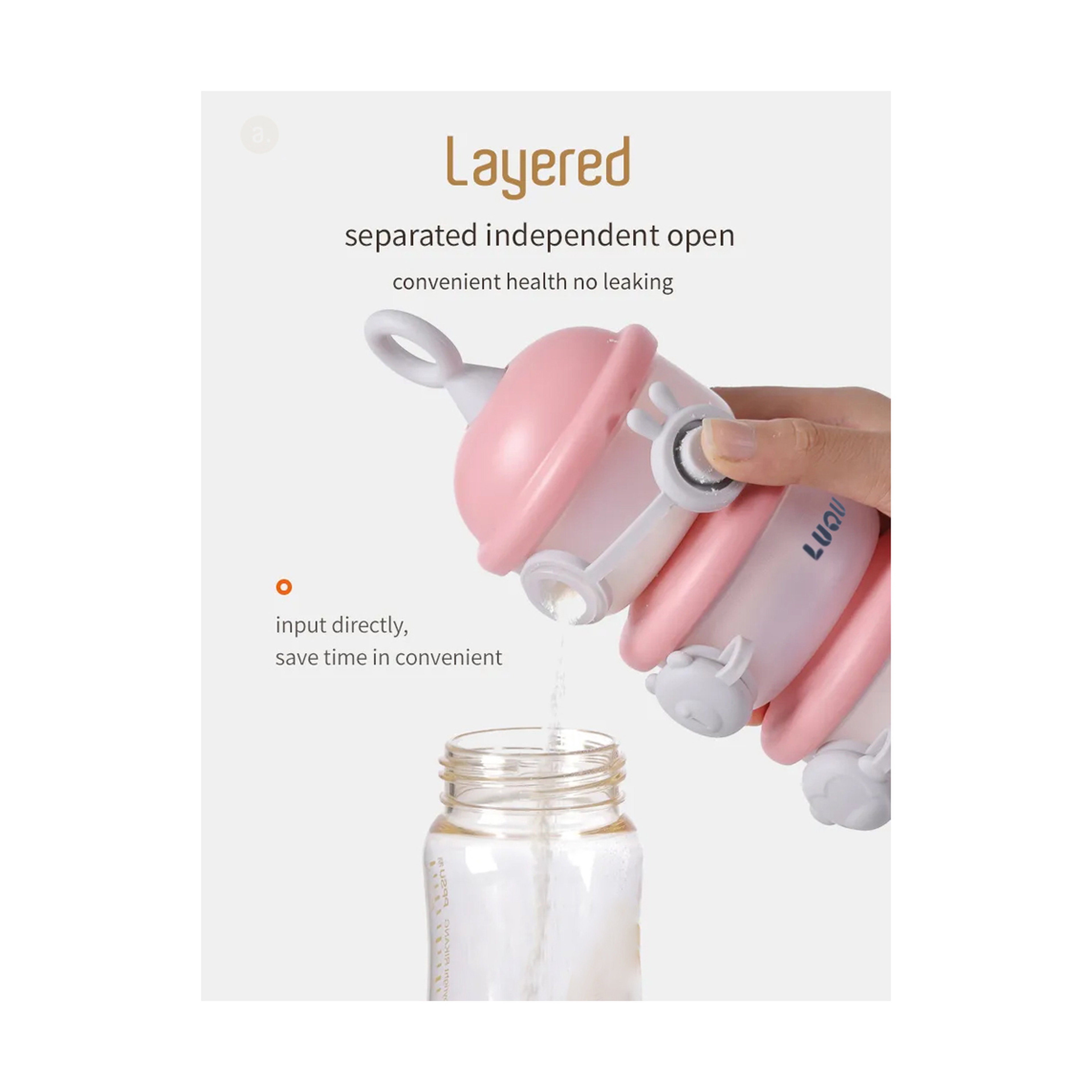 Luqu Milk Powder Container-3 Layer Pink