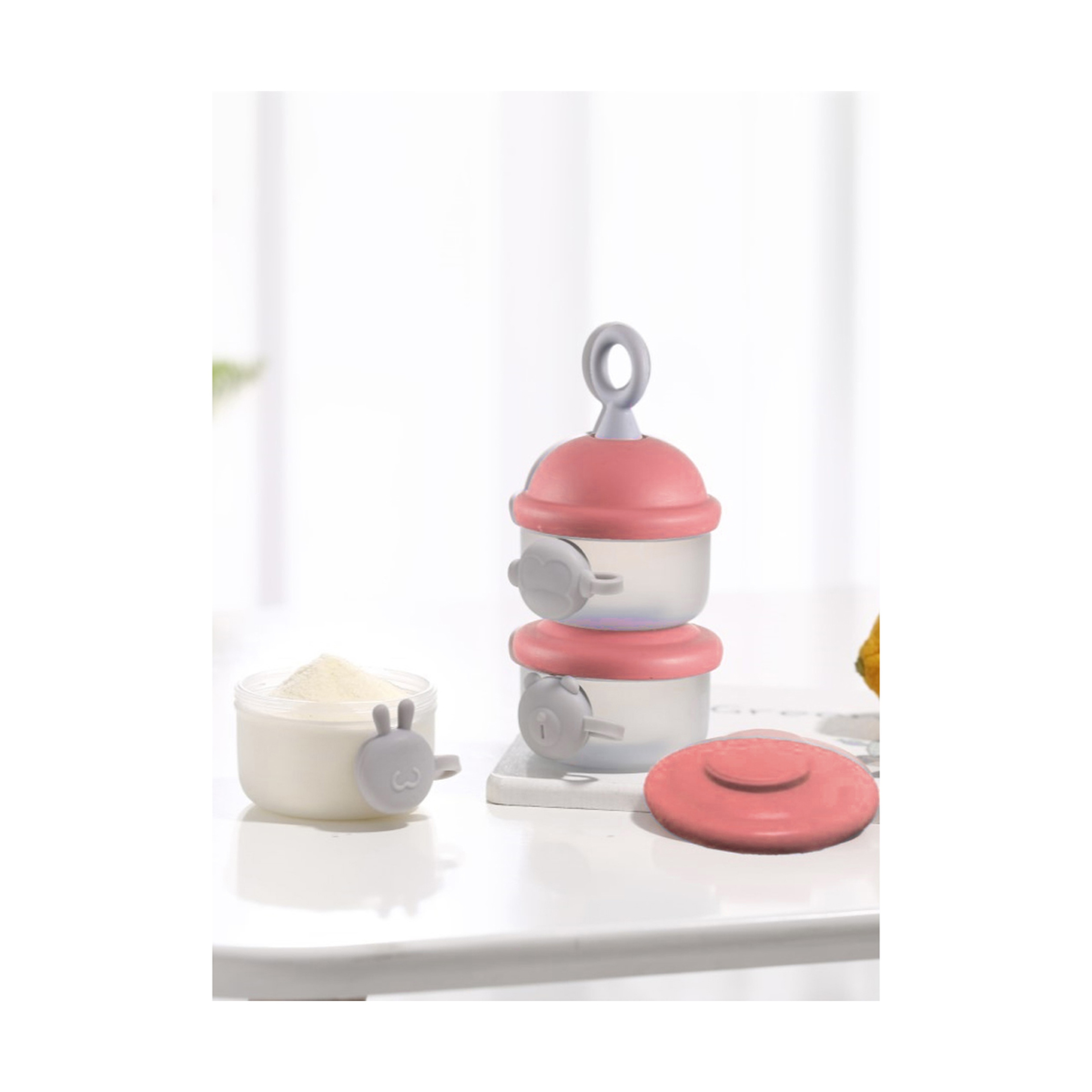 Luqu Milk Powder Container-3 Layer Pink