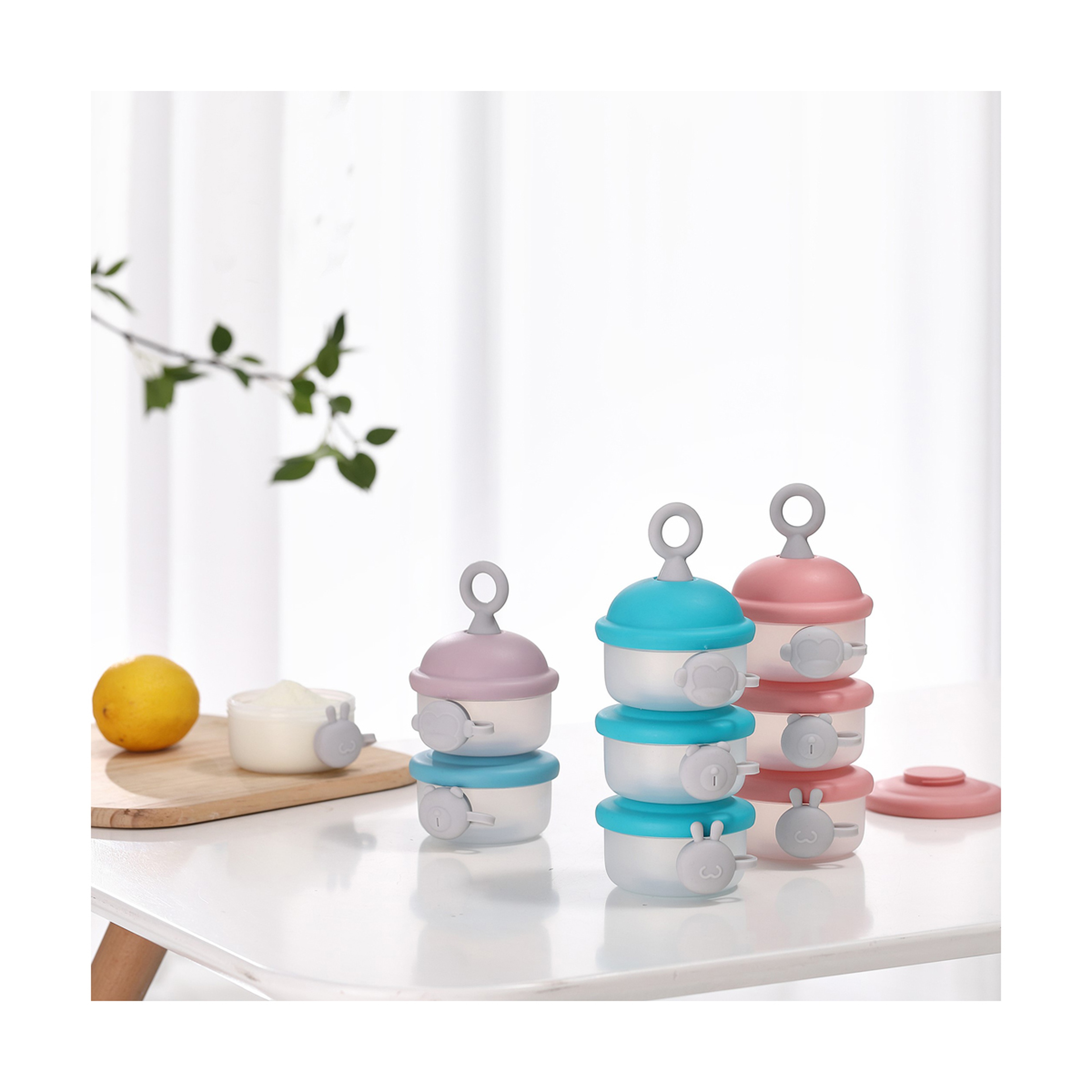 Luqu Milk Powder Container-3 Layer Pink