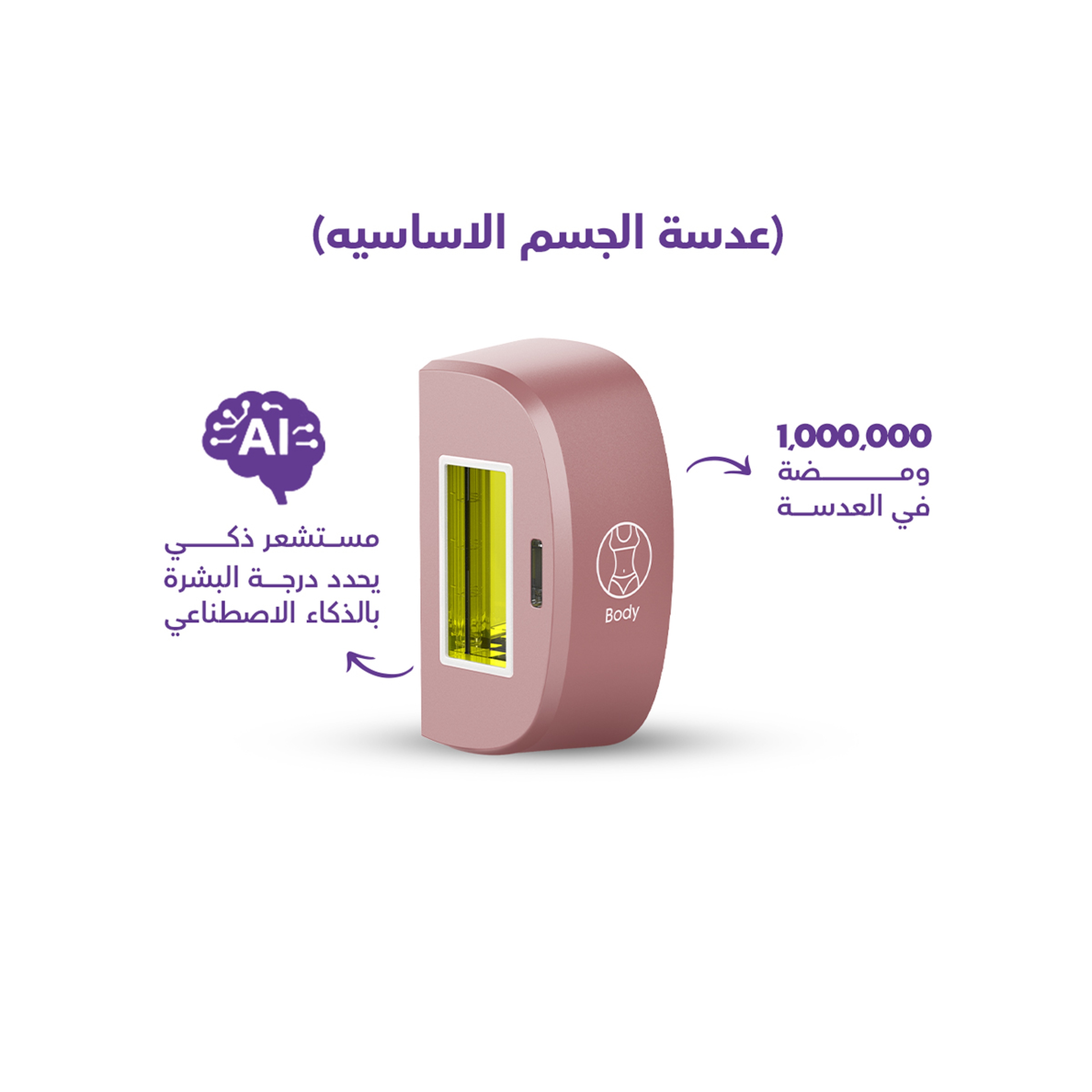 روكسا جهاز ليزر الذكي لإزالة الشعر- وردي