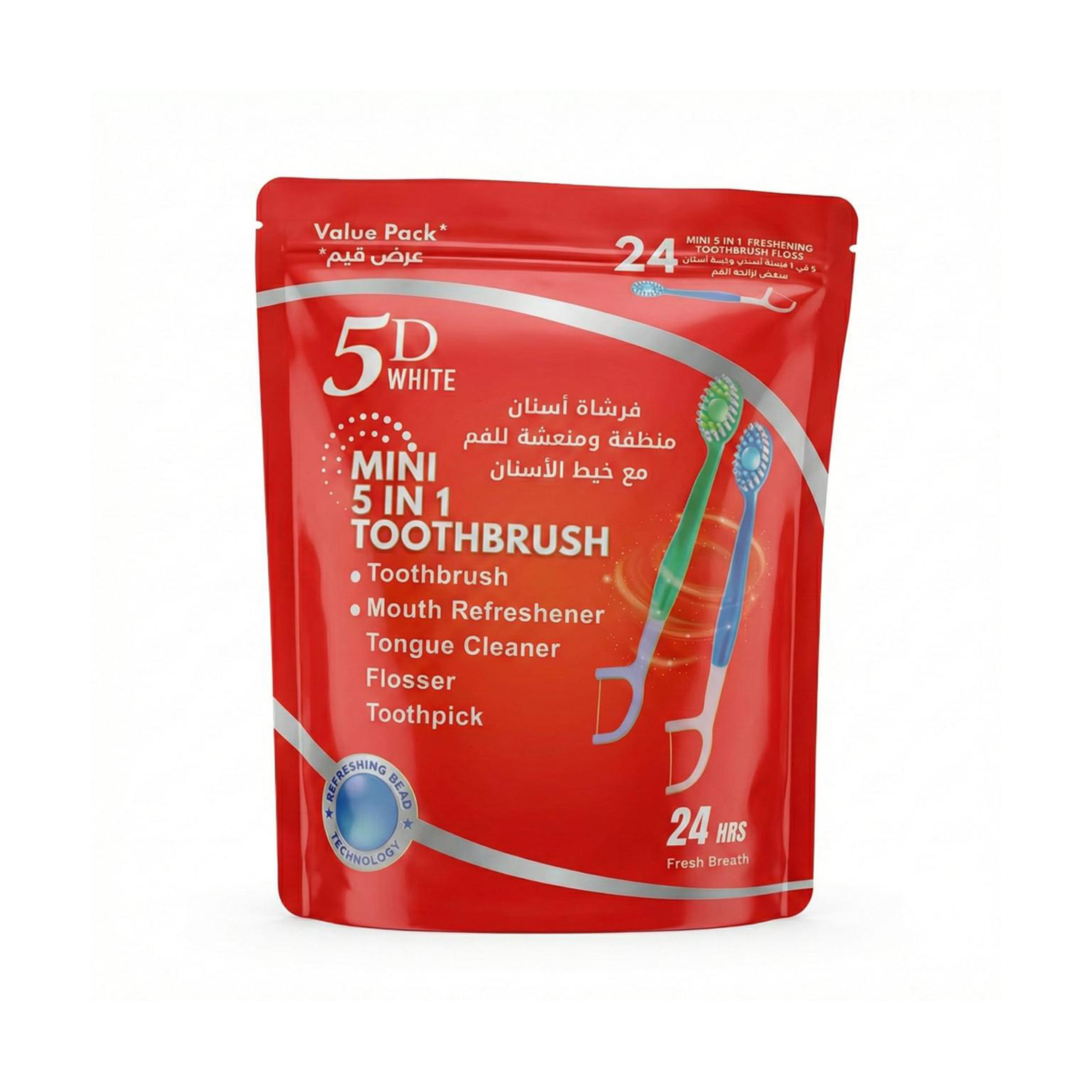 فايف دي فرش اسنان  مع خيط اسنان 24 قطعه