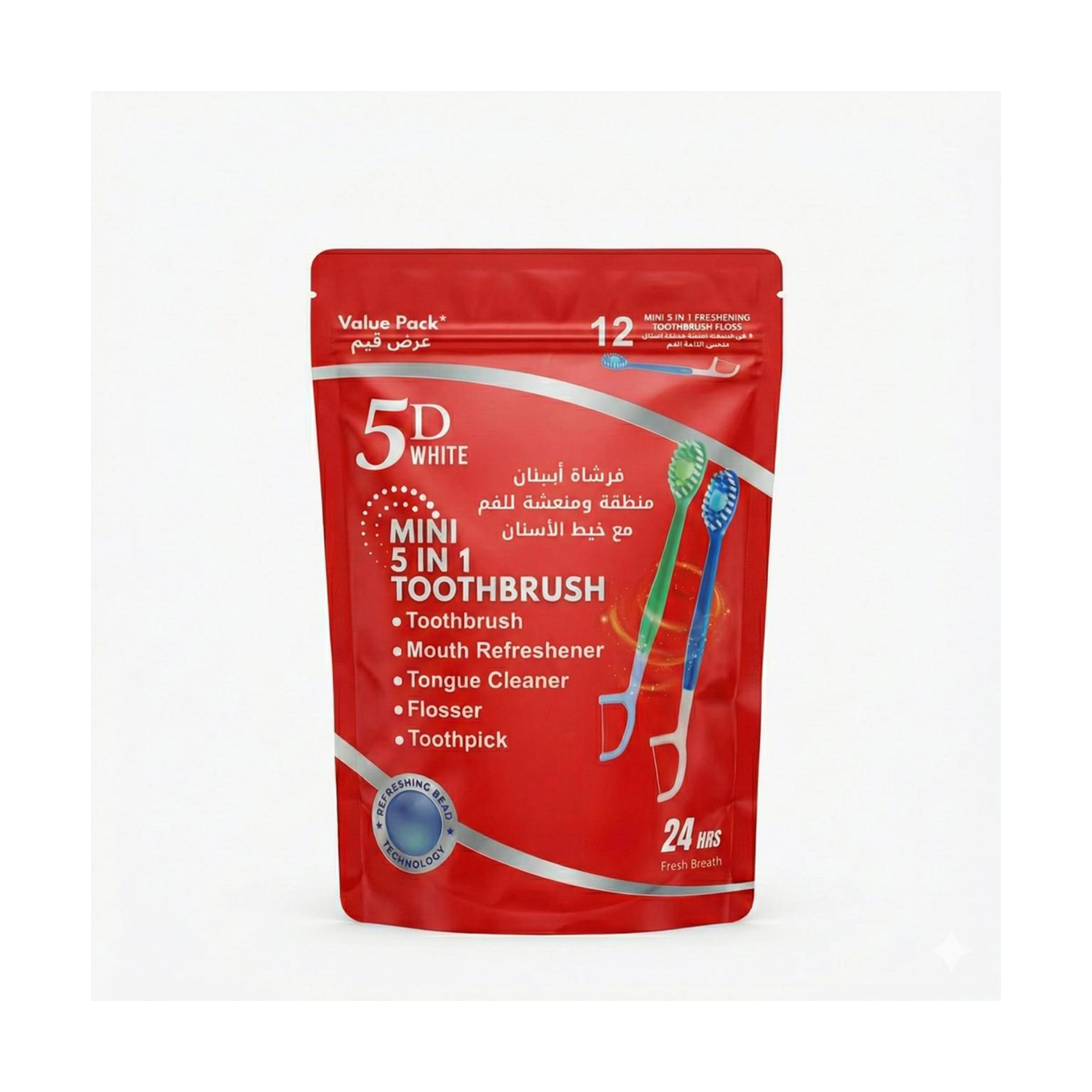 فايف دي فرش اسنان  مع خيط اسنان 12 قطعه