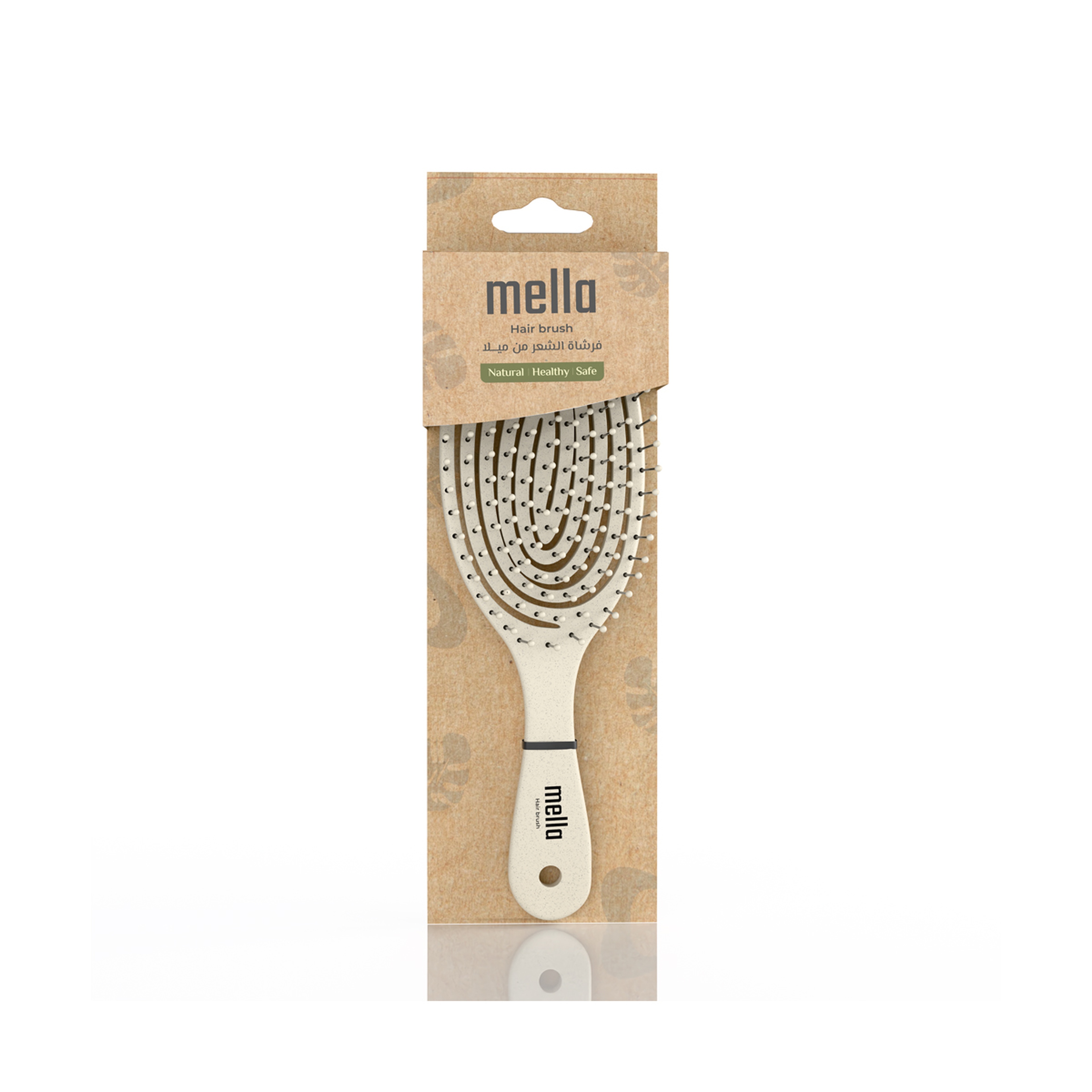 Mella Hair Brush Oval Shape Light Beige