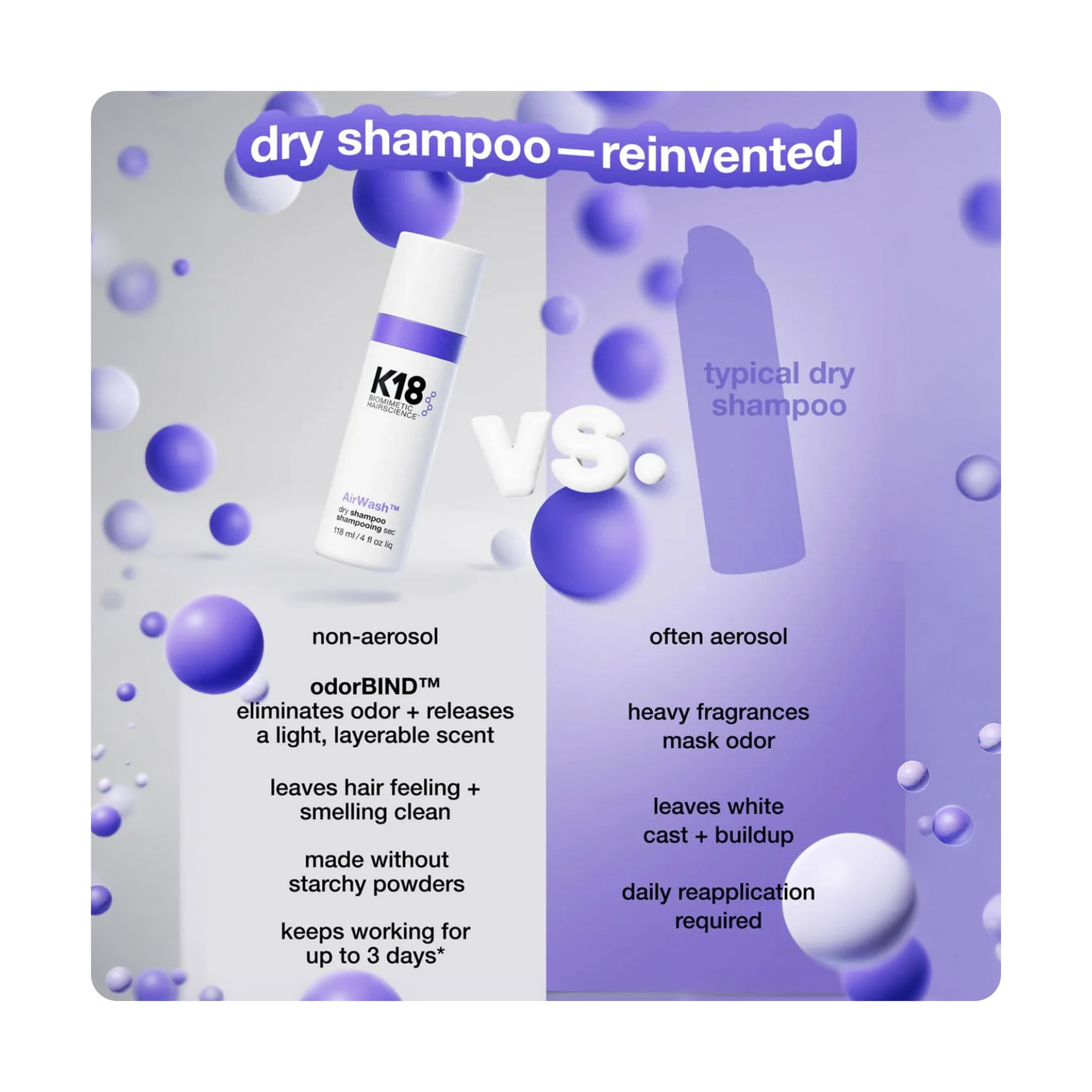 كي18 إير ووش شامبو جاف للعناية بالشعر 118 مل