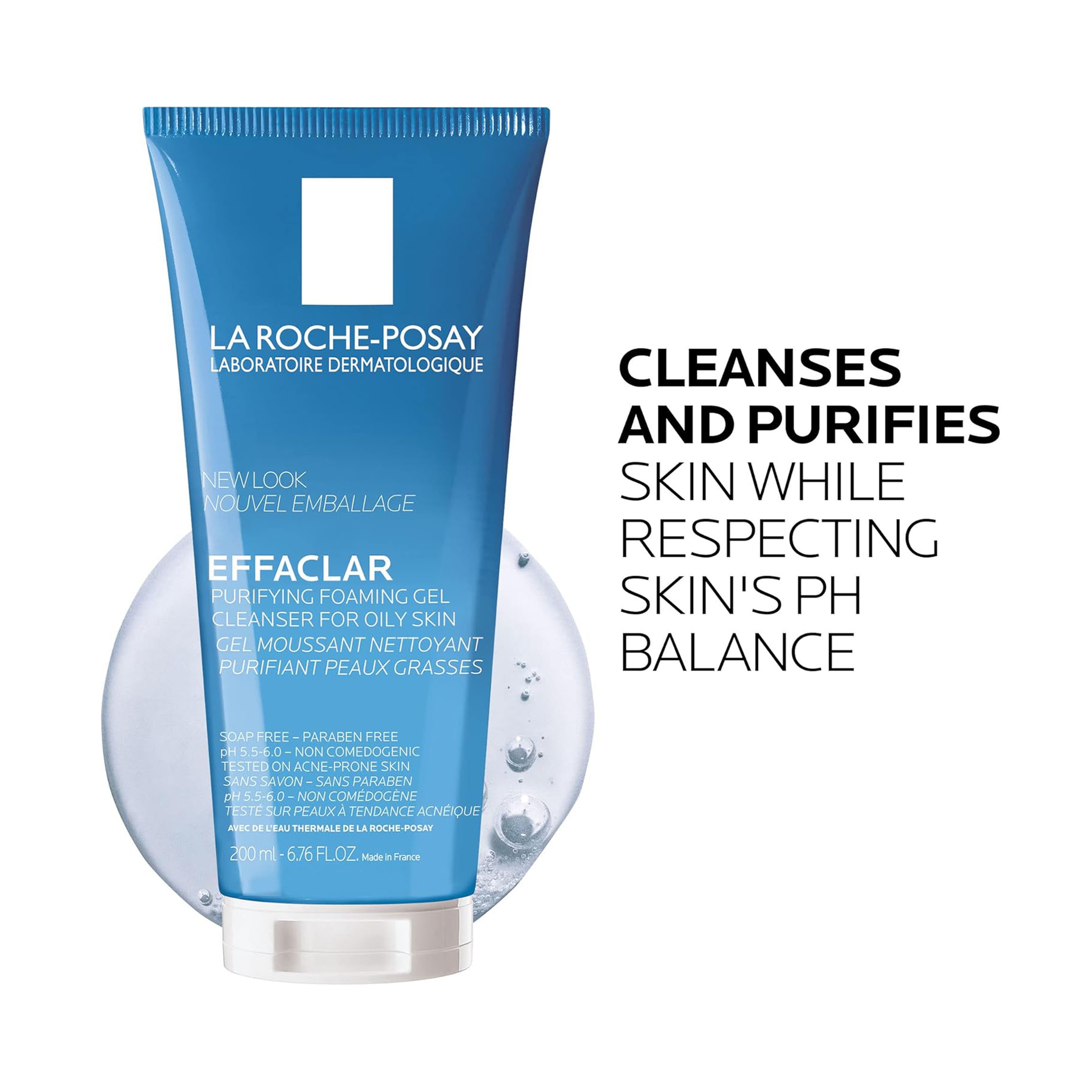 لا روش بوزيه إيفاكلار جل غسول رغوي مُنظف للبشرة الدهنية والمعرضة لحب الشباب ٢٠٠ مل