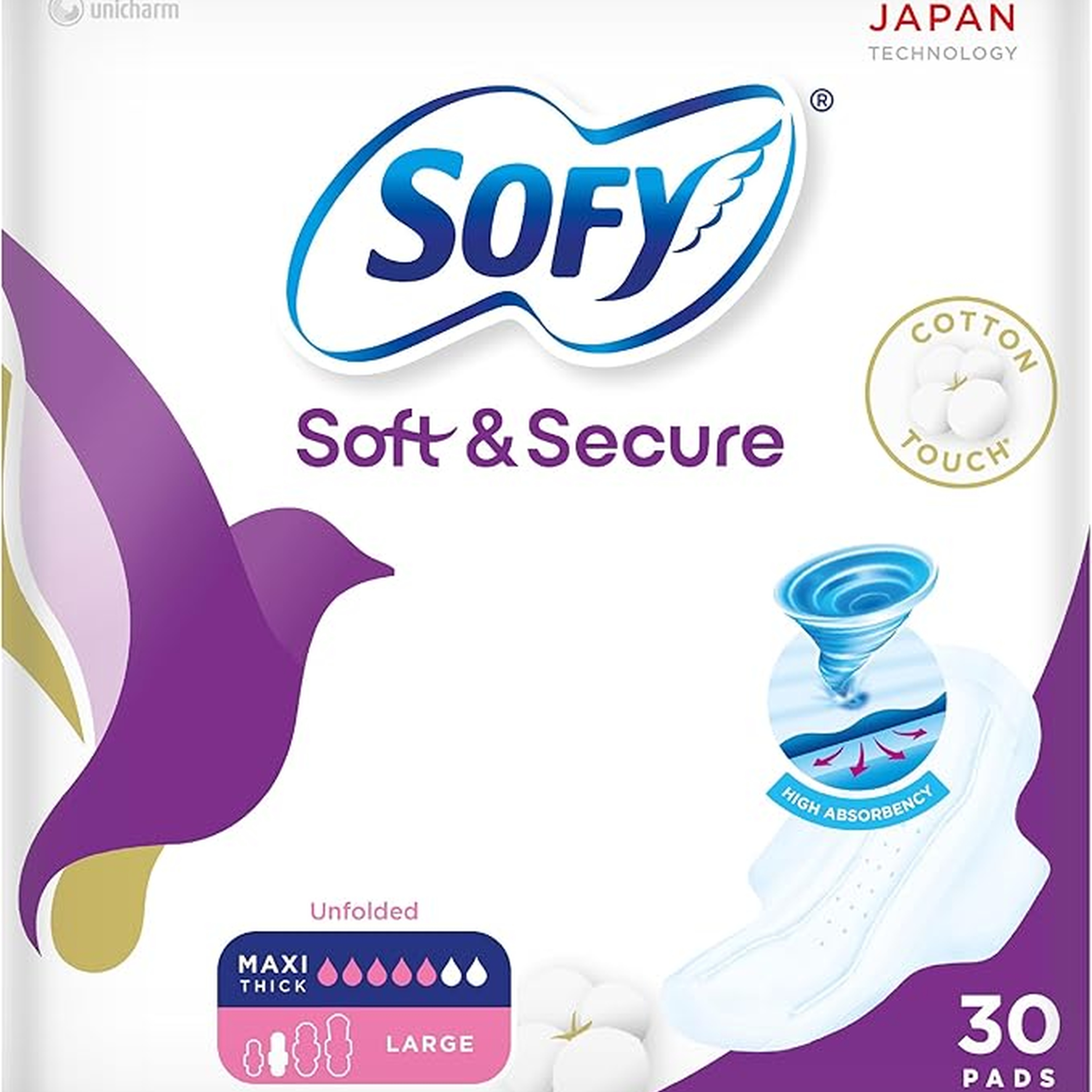 Sofy Compressed Large Sanitary Pads With Wings 30