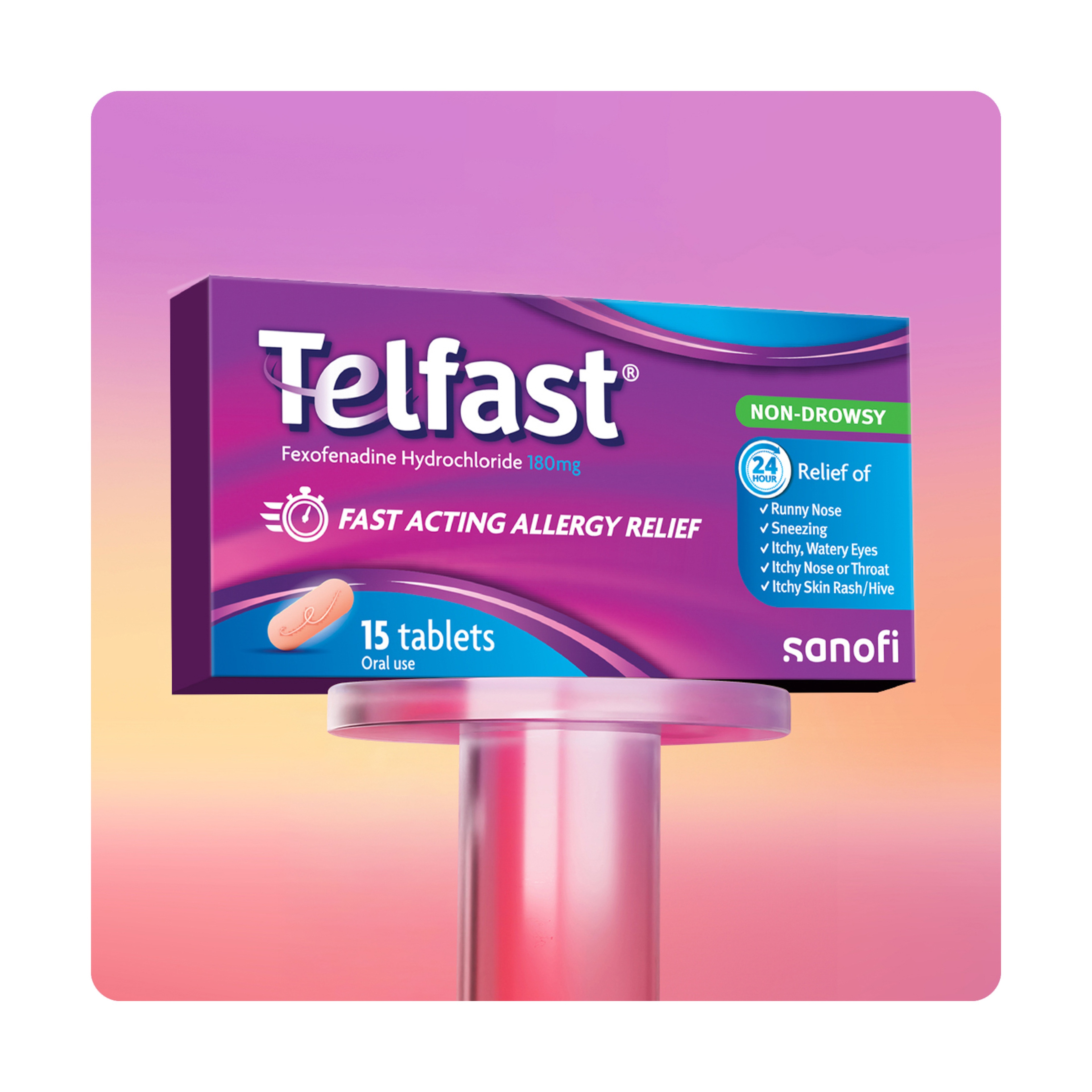 تلفاست 180 مجم، مضاد للحساسية لا يسبب النعاس - 15 قرص