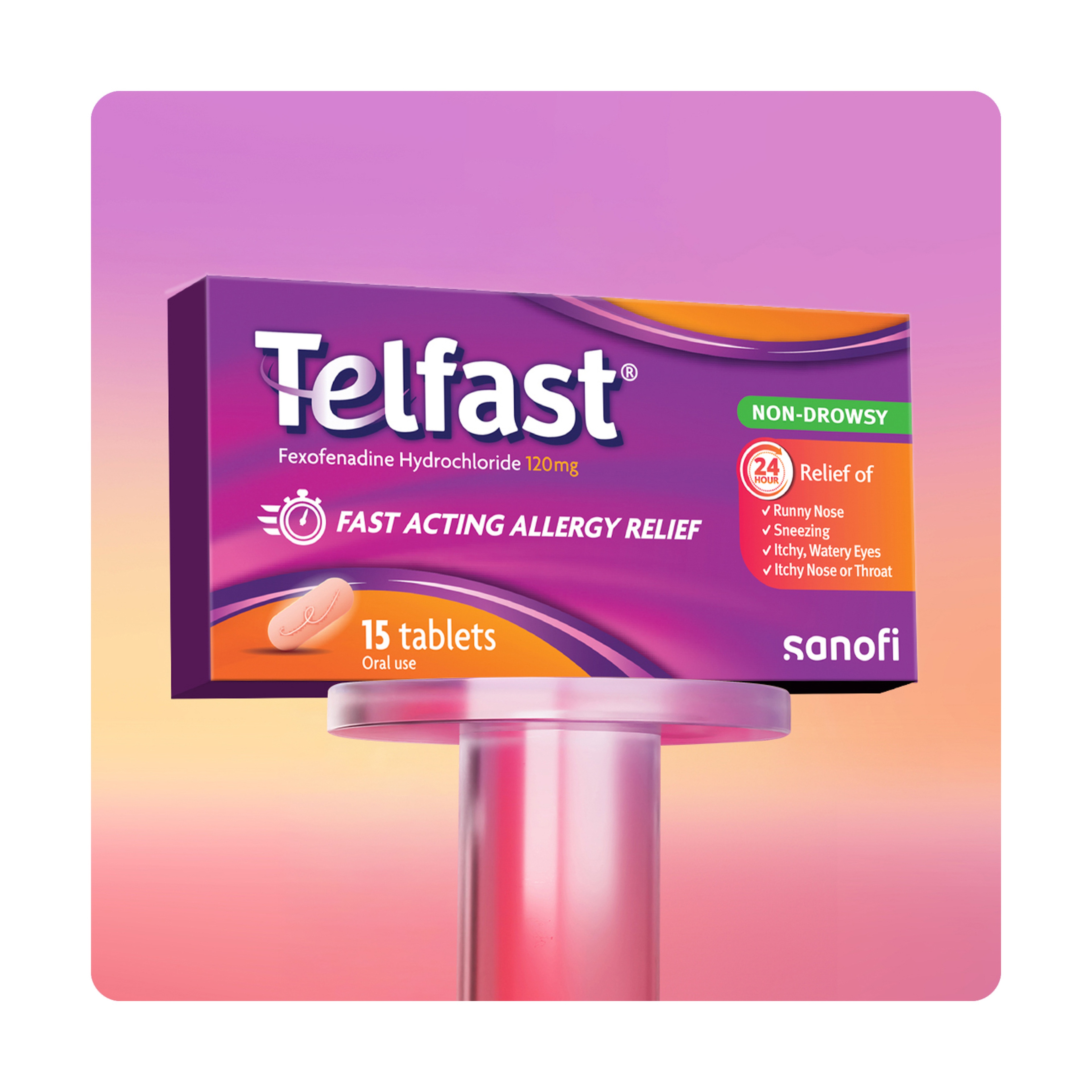 تلفاست 120 مجم، مضاد للحساسية لا يسبب النعاس - 15 قرص