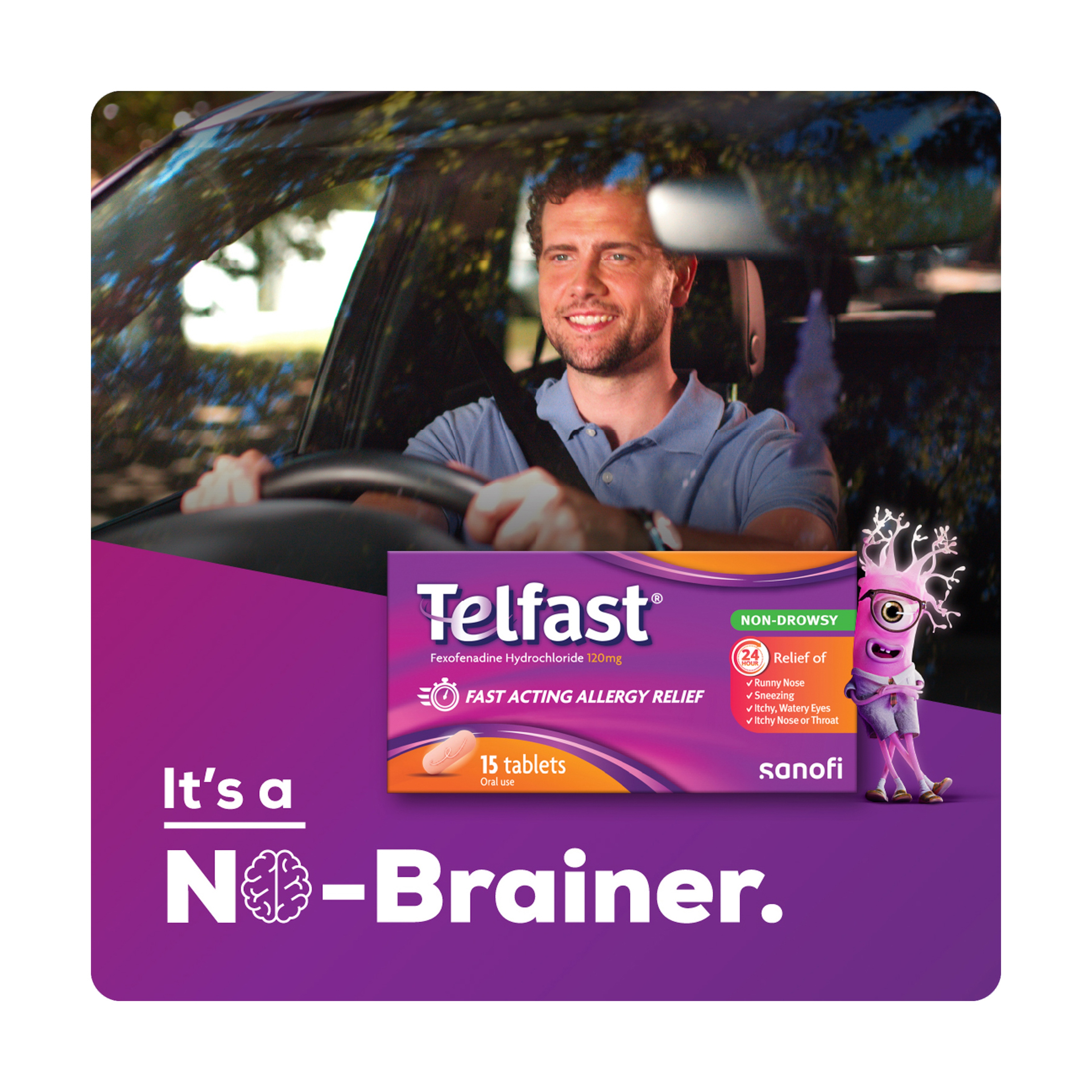 تلفاست 120 مجم، مضاد للحساسية لا يسبب النعاس - 15 قرص