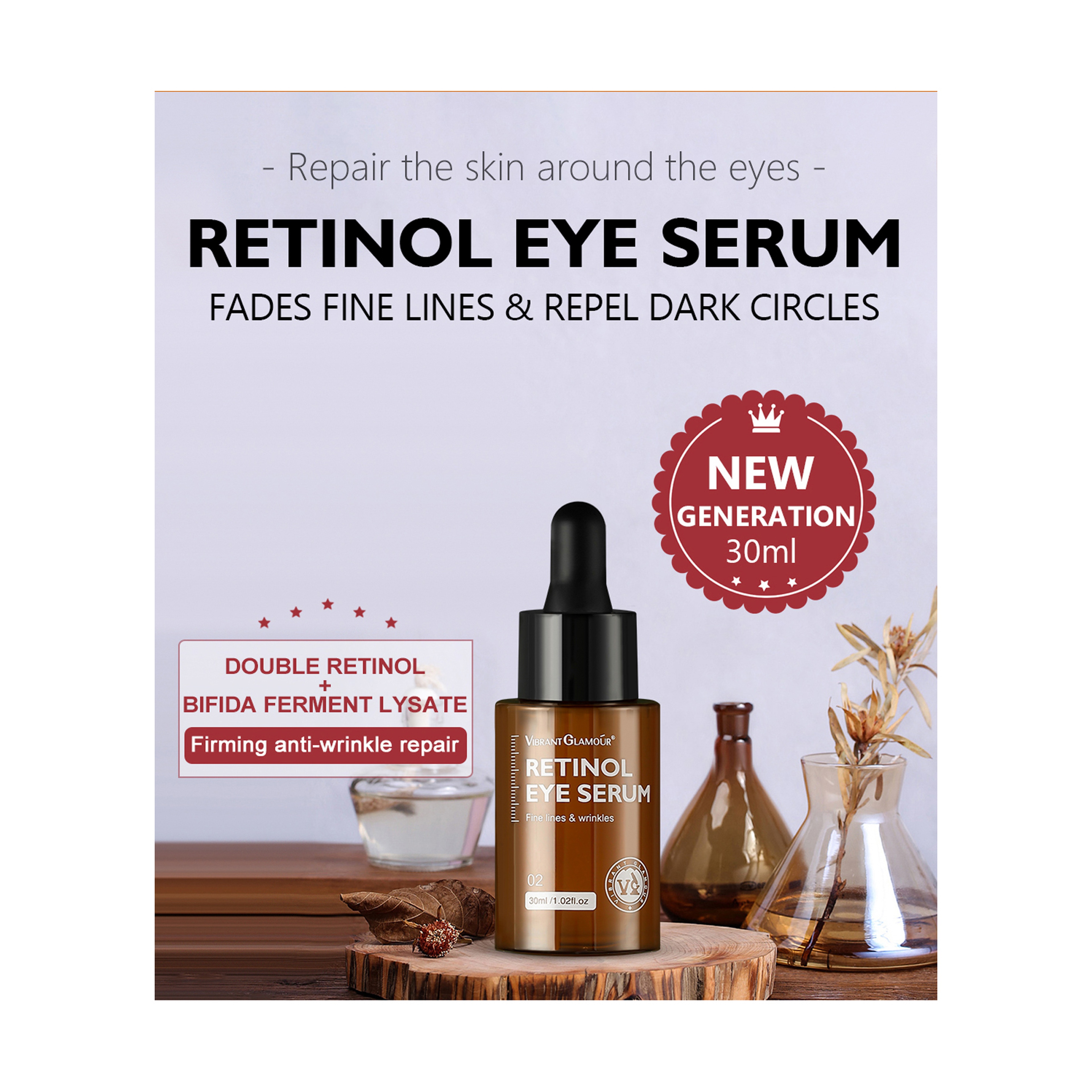 Vibrant Glamour Retinol Eye Serum for Firming, Moisturizing, and Anti-Aging 30 ml