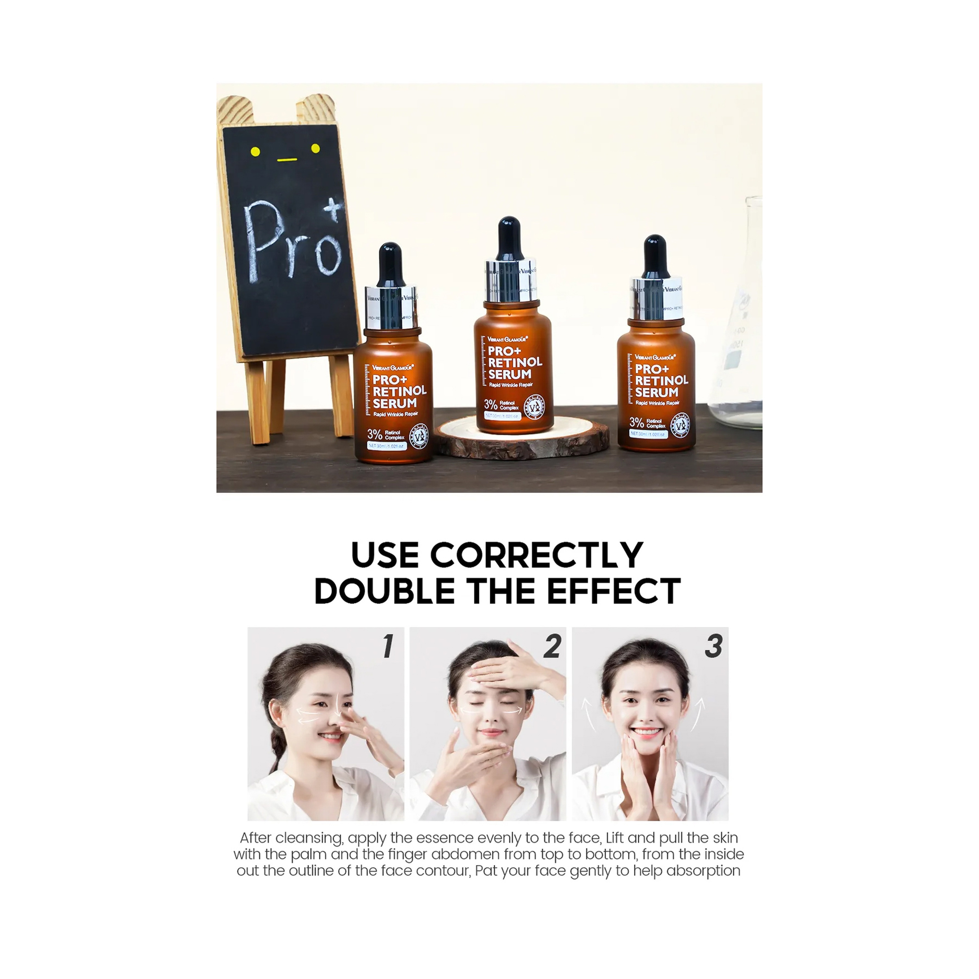 Vibrant Glamour Professional Retinol Face Serum Moisturizing, Anti-Aging, and Deep Skin Care 30 ml