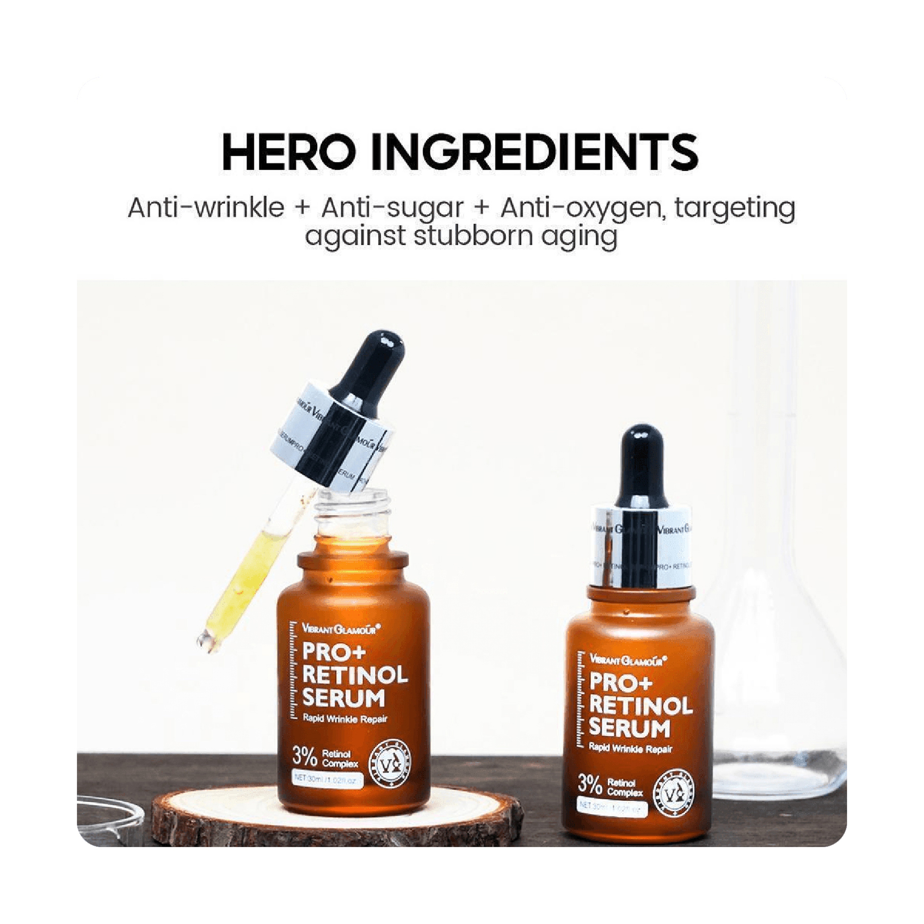 Vibrant Glamour Professional Retinol Face Serum Moisturizing, Anti-Aging, and Deep Skin Care 30 ml