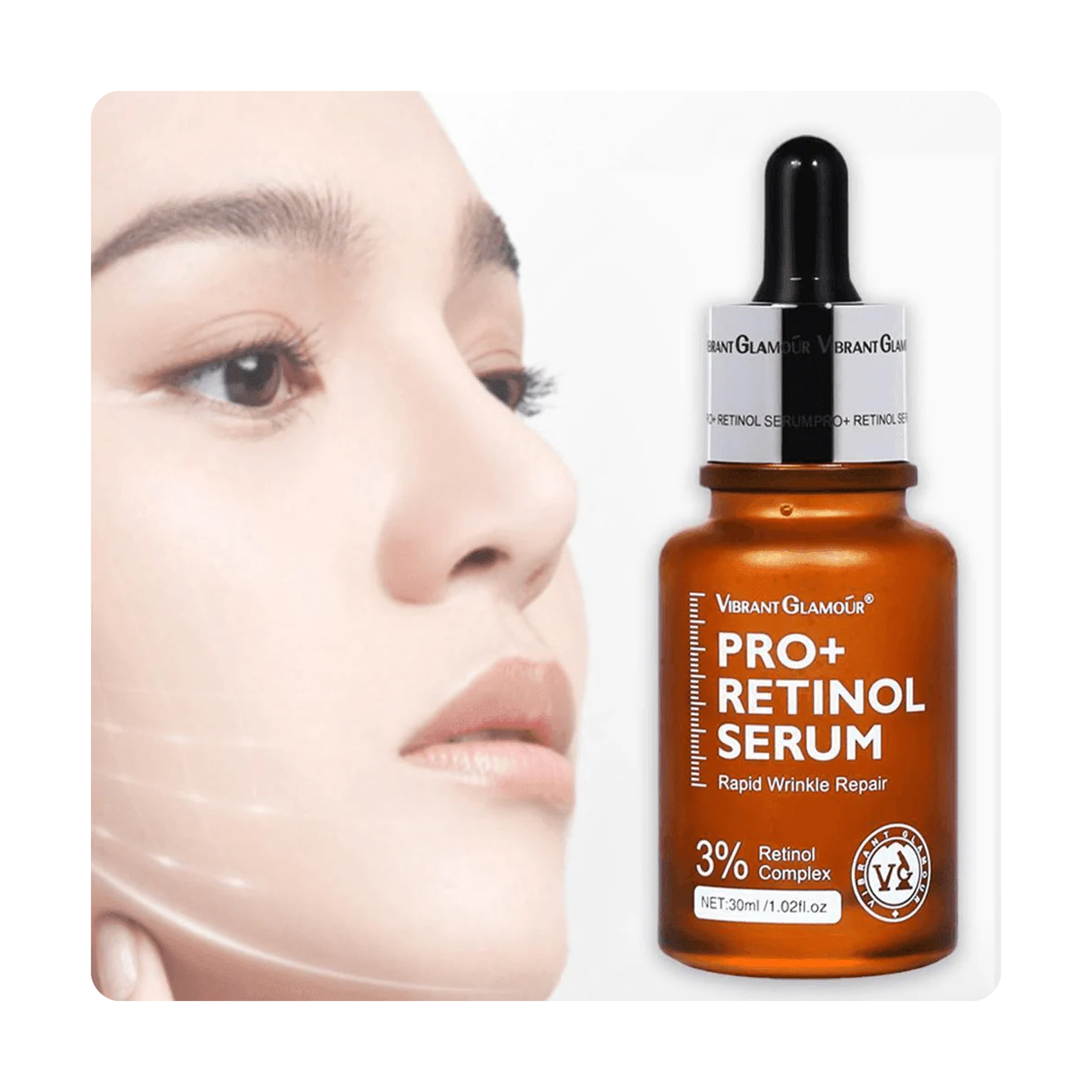 Vibrant Glamour Professional Retinol Face Serum Moisturizing, Anti-Aging, and Deep Skin Care 30 ml