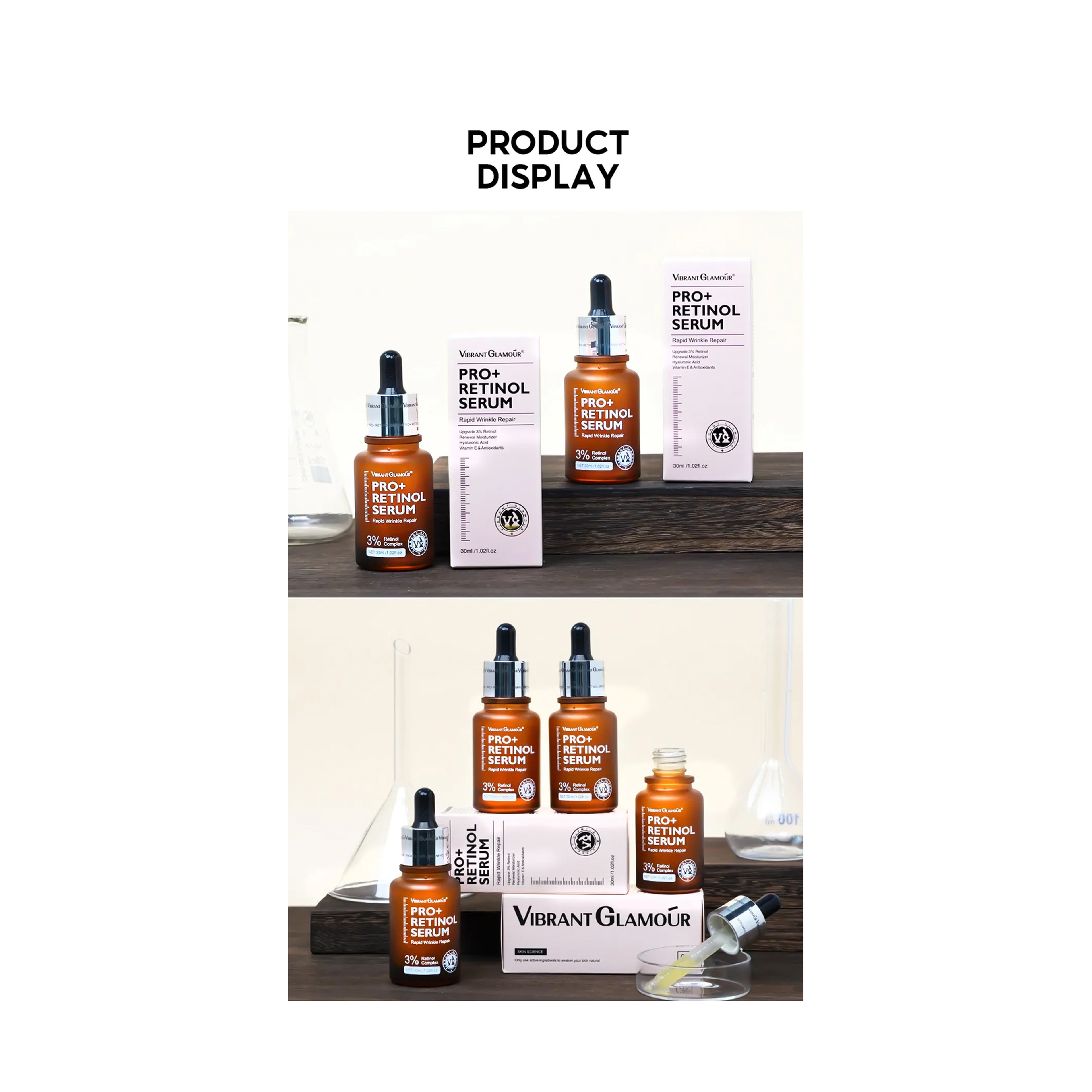 Vibrant Glamour Professional Retinol Face Serum Moisturizing, Anti-Aging, and Deep Skin Care 30 ml