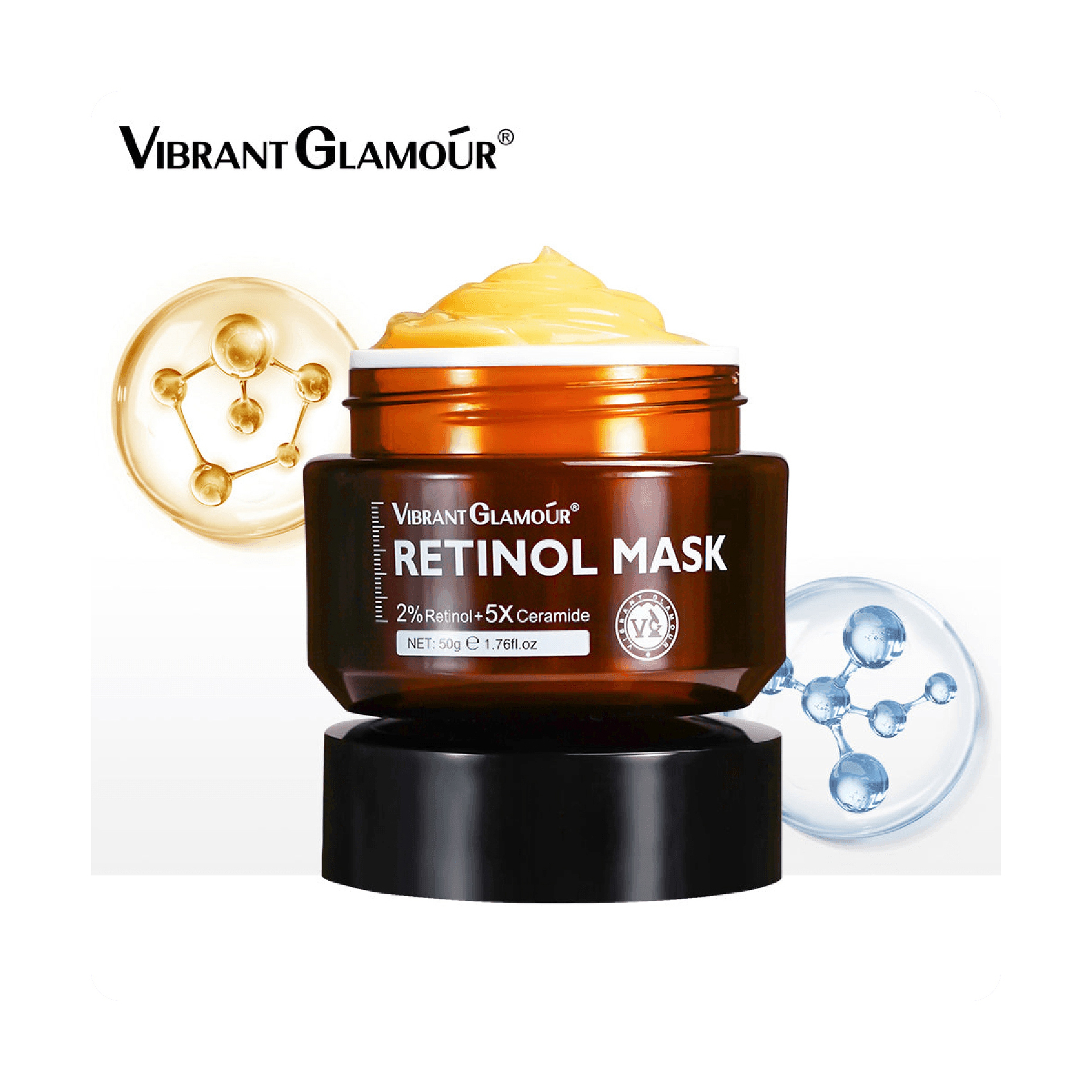 Vibrant Glamour Retinol Mask with 2% Retinol and 5x Ceramide for Radiant Skin 50 g