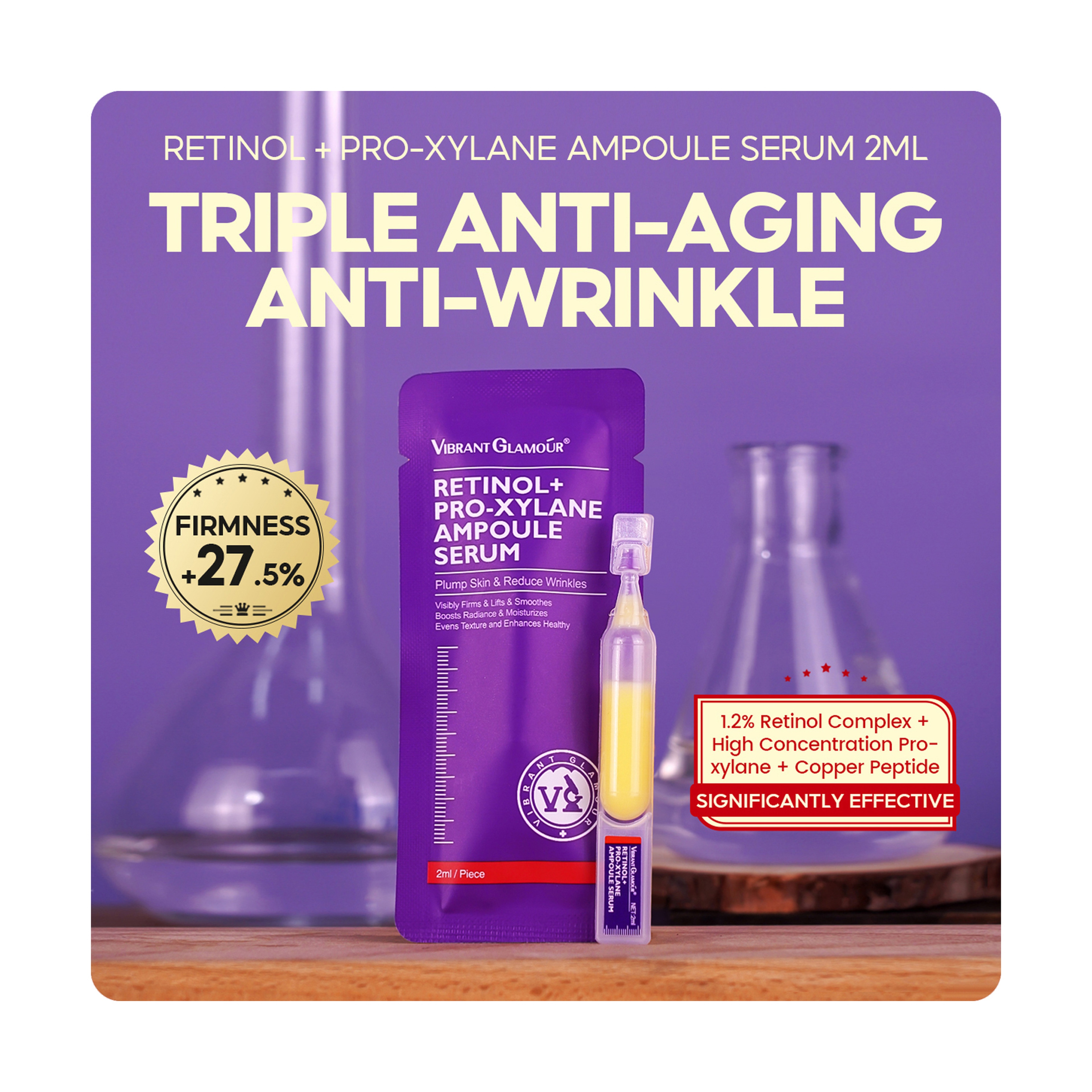 Vibrant Glamour Retinol + Pro-Xylane Ampoule Serum for Skin Renewal and Firming 2 ml