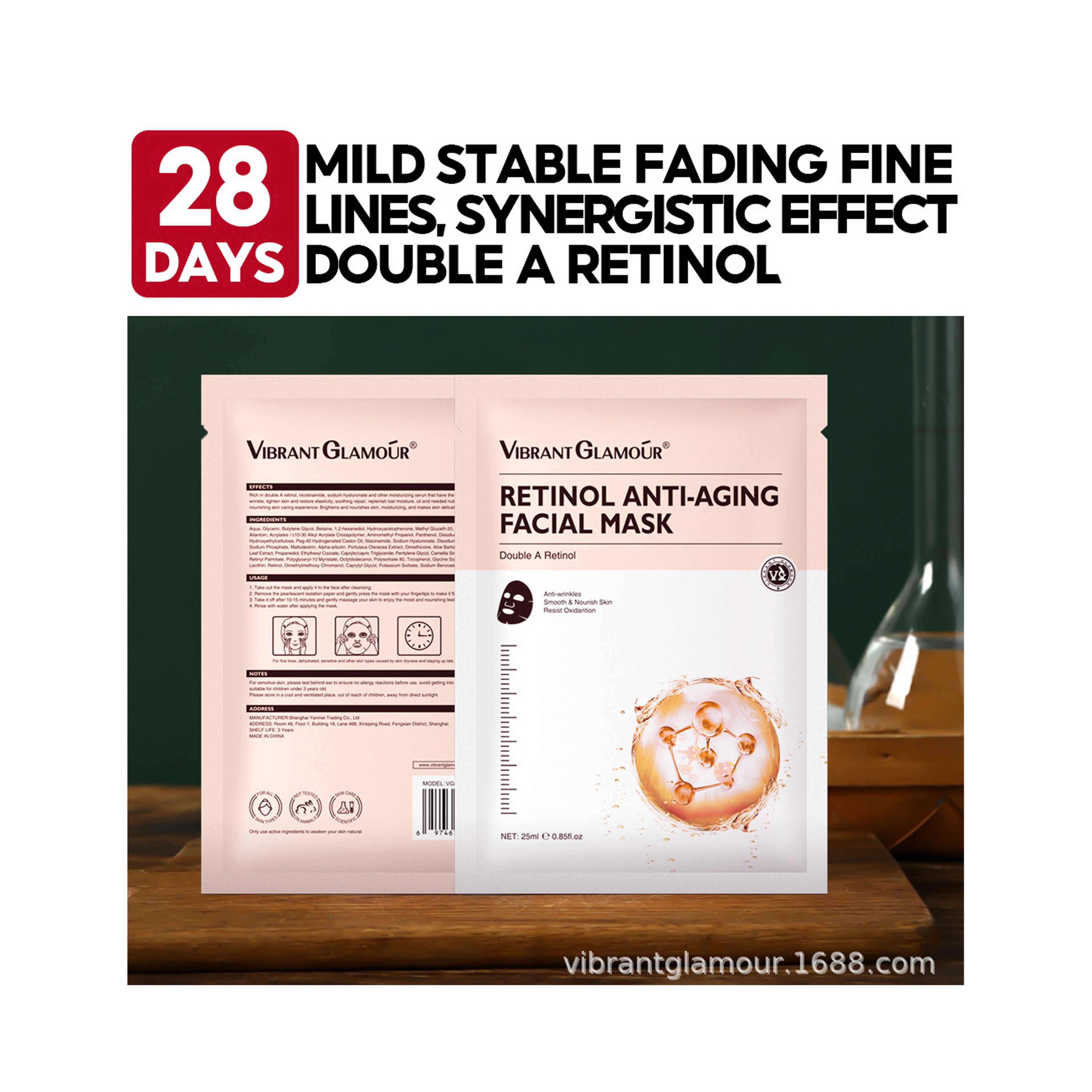 Vibrant Glamour Retinol Mask for Restoring Skin Radiance 25 ml