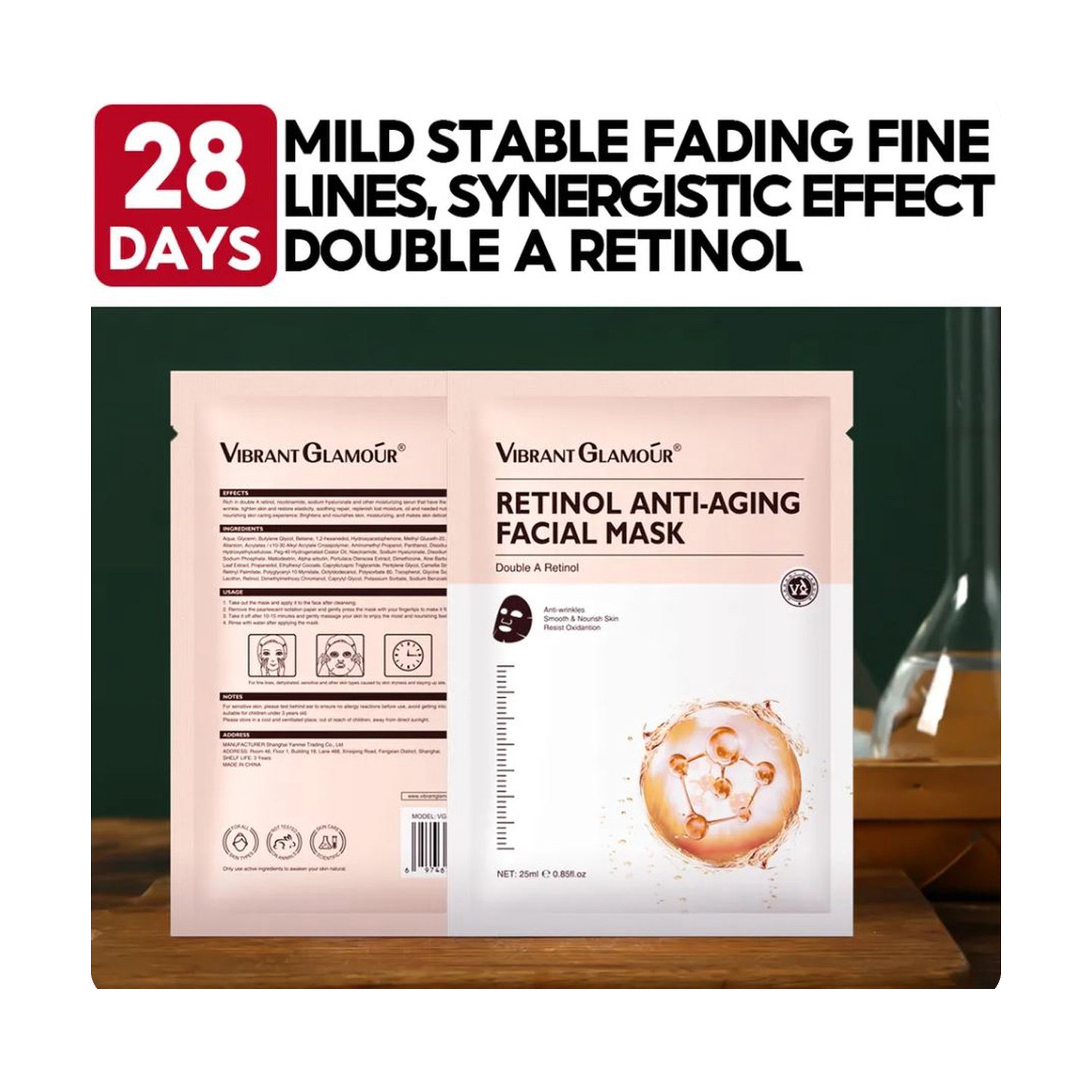 Vibrant Glamour Retinol Mask Set for Restoring Skin Radiance 5 Pieces (1 Piece / 25 ml)