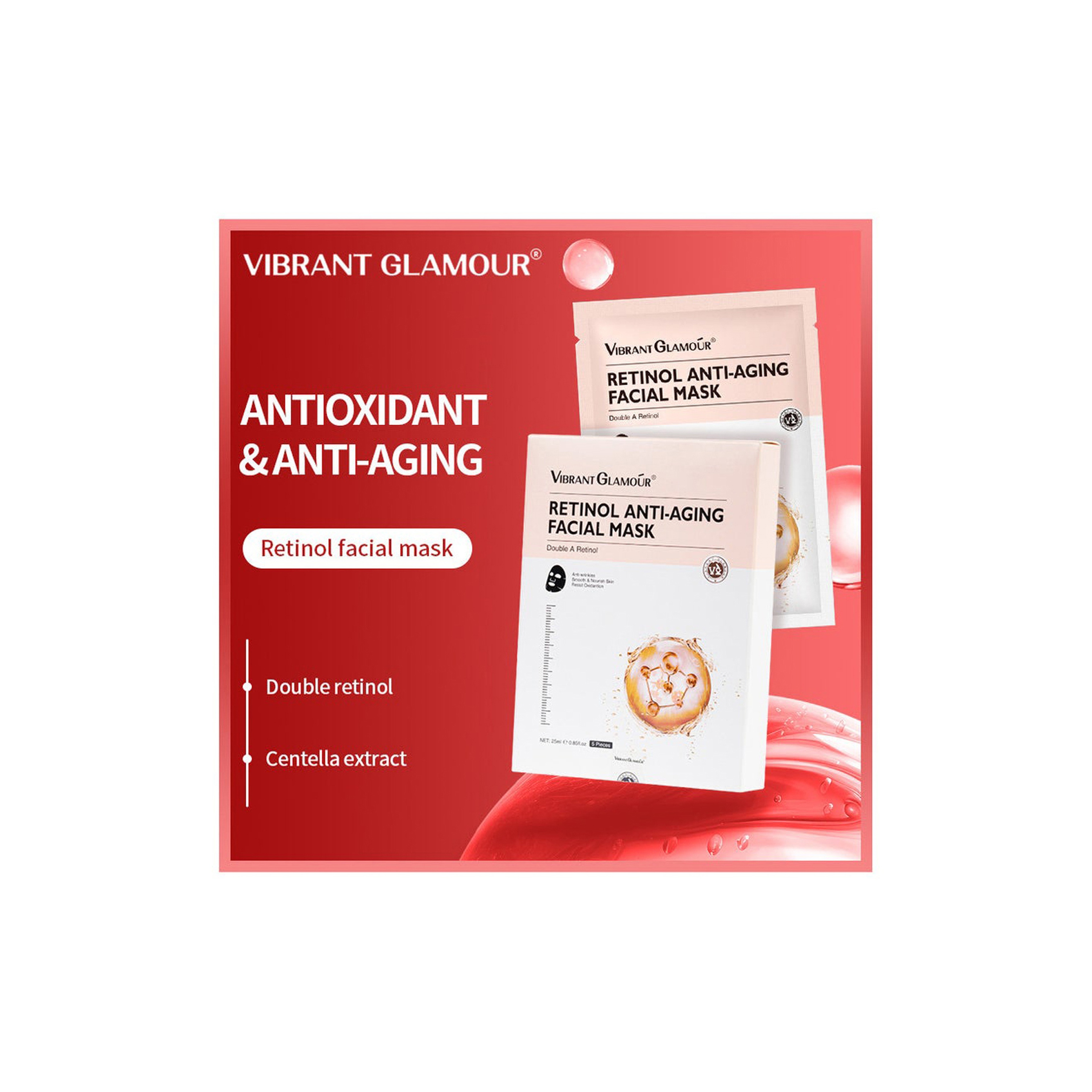Vibrant Glamour Retinol Mask Set for Restoring Skin Radiance 5 Pieces (1 Piece / 25 ml)