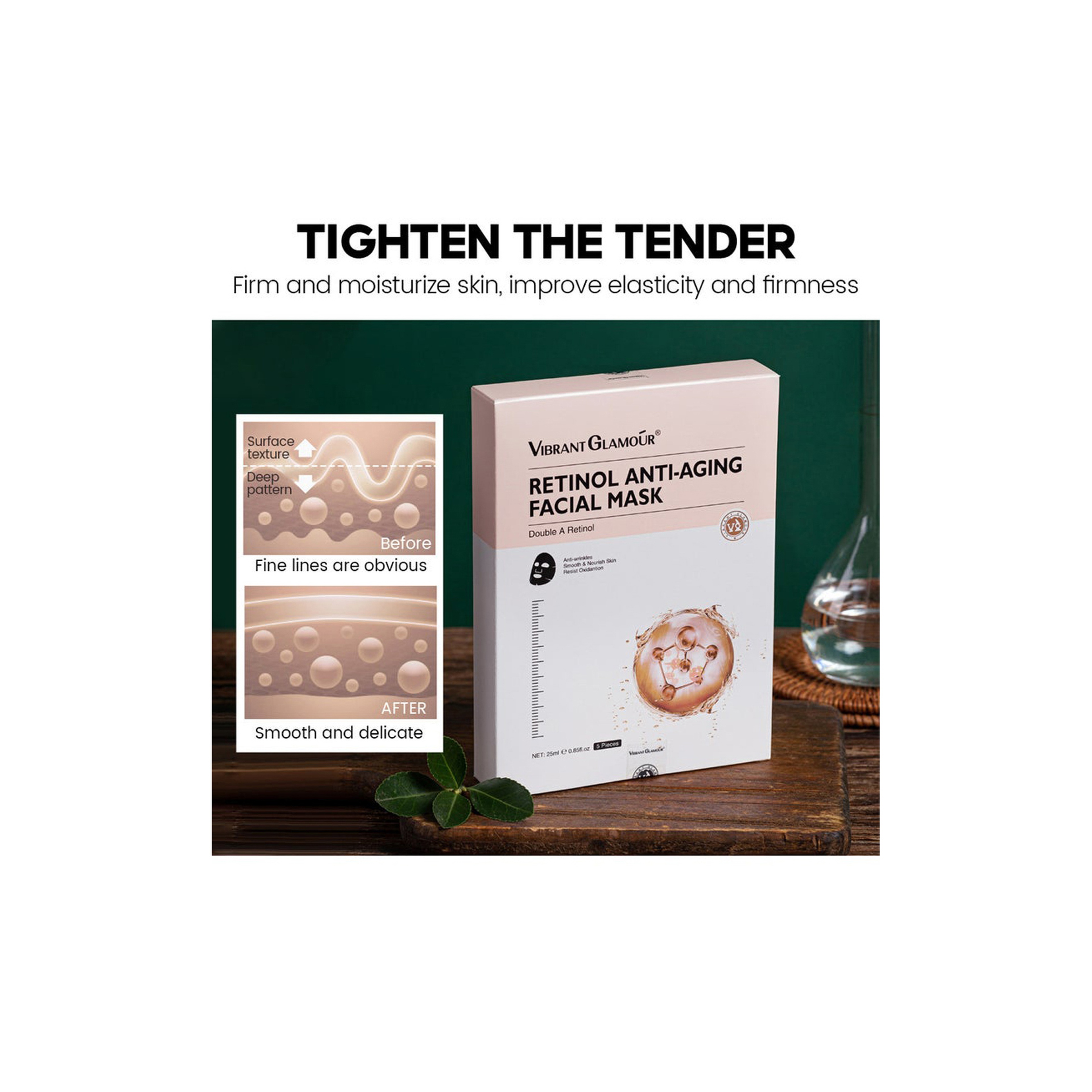 Vibrant Glamour Retinol Mask Set for Restoring Skin Radiance 5 Pieces (1 Piece / 25 ml)