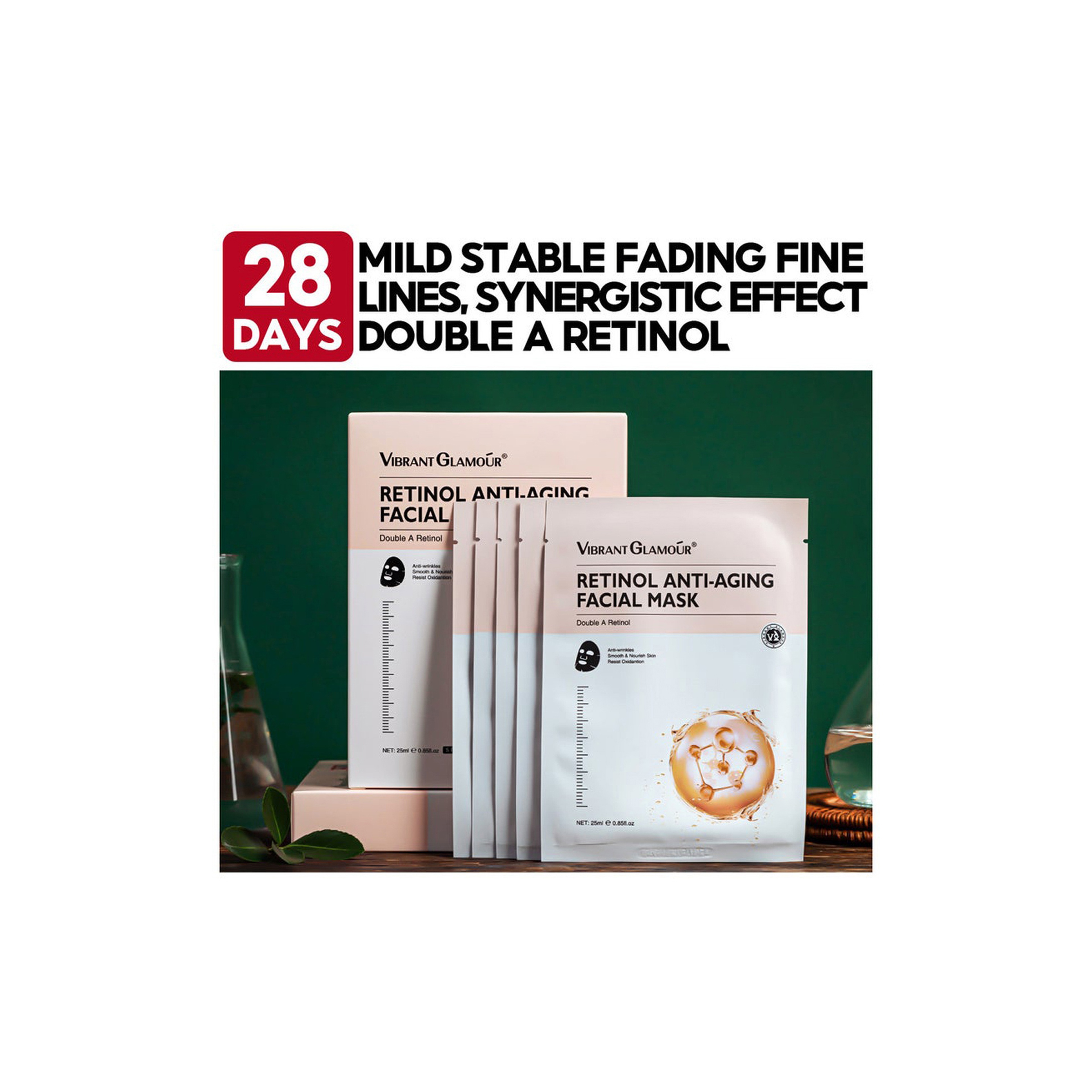 Vibrant Glamour Retinol Mask Set for Restoring Skin Radiance 5 Pieces (1 Piece / 25 ml)