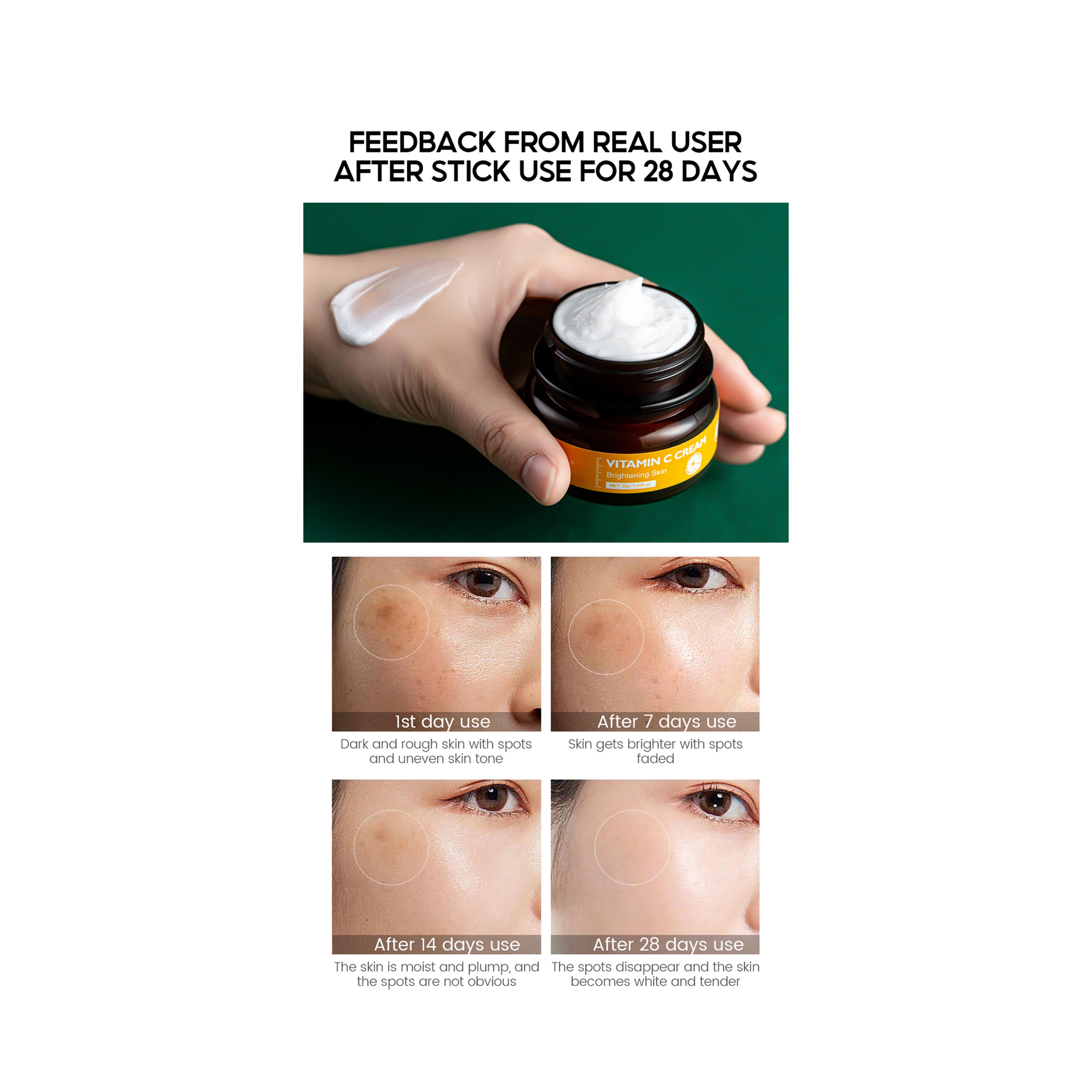 Vibrant Glamour Vitamin C Face Cream for Brightening and Moisturizing 30 g