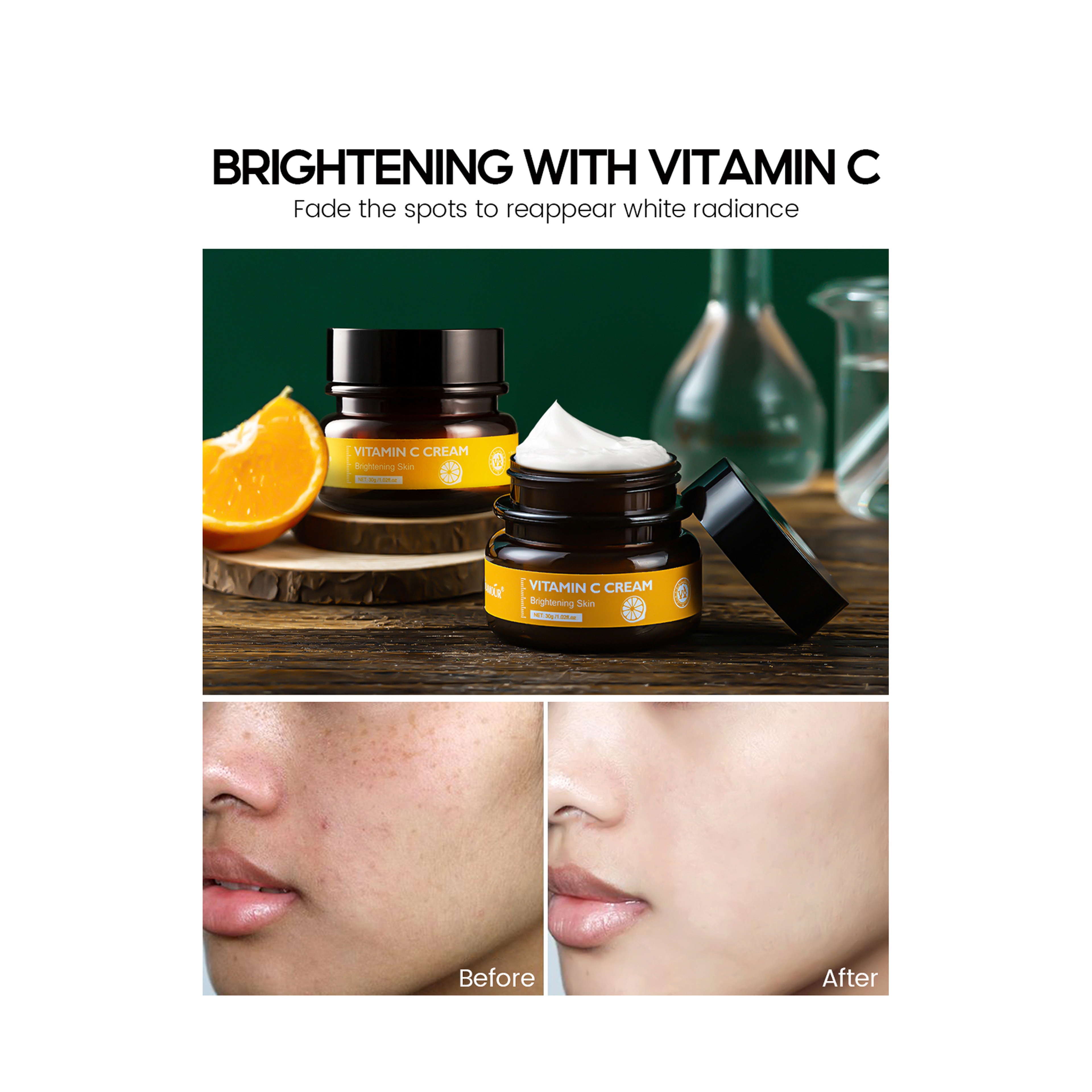 Vibrant Glamour Vitamin C Face Cream for Brightening and Moisturizing 30 g