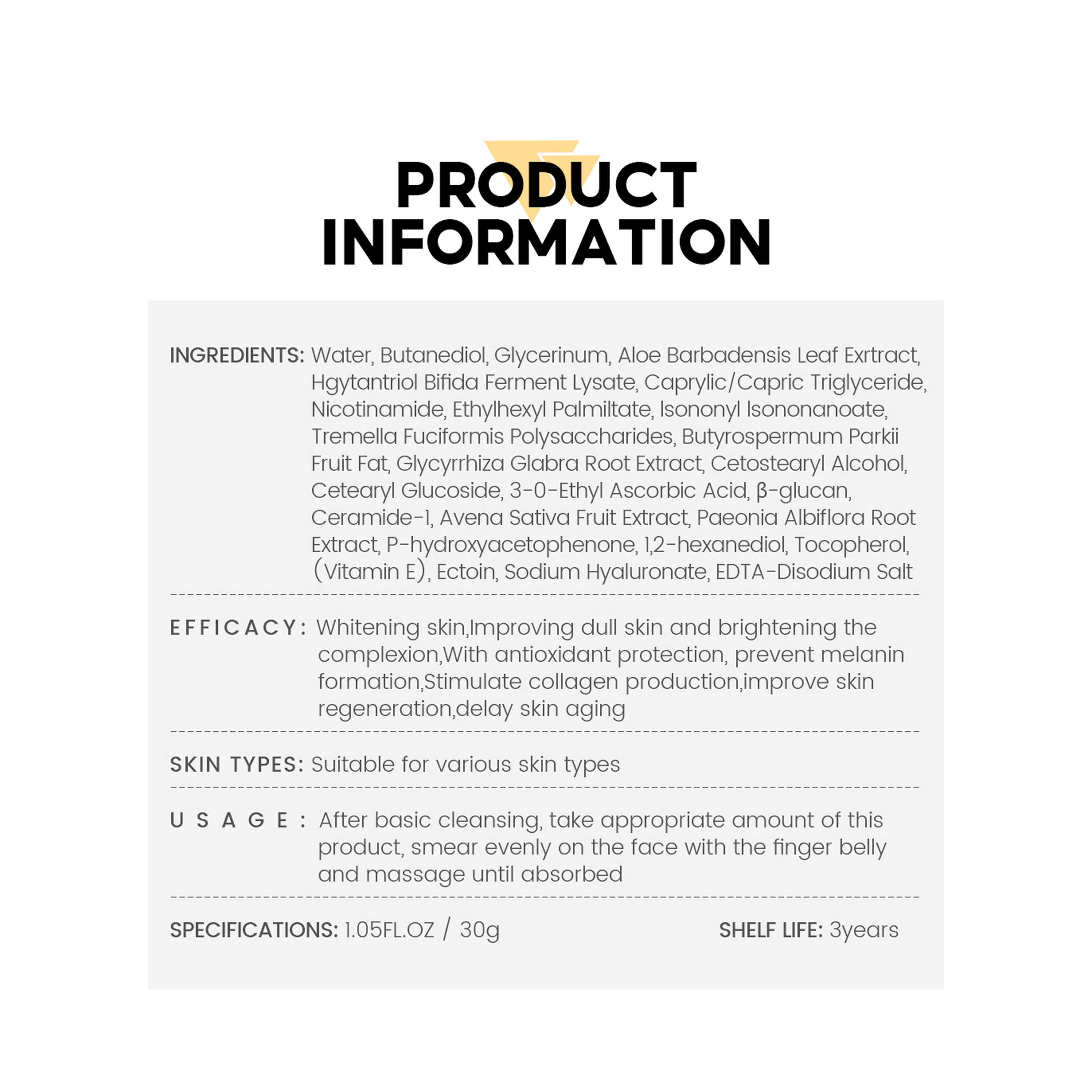 Vibrant Glamour Vitamin C Face Cream for Brightening and Moisturizing 30 g