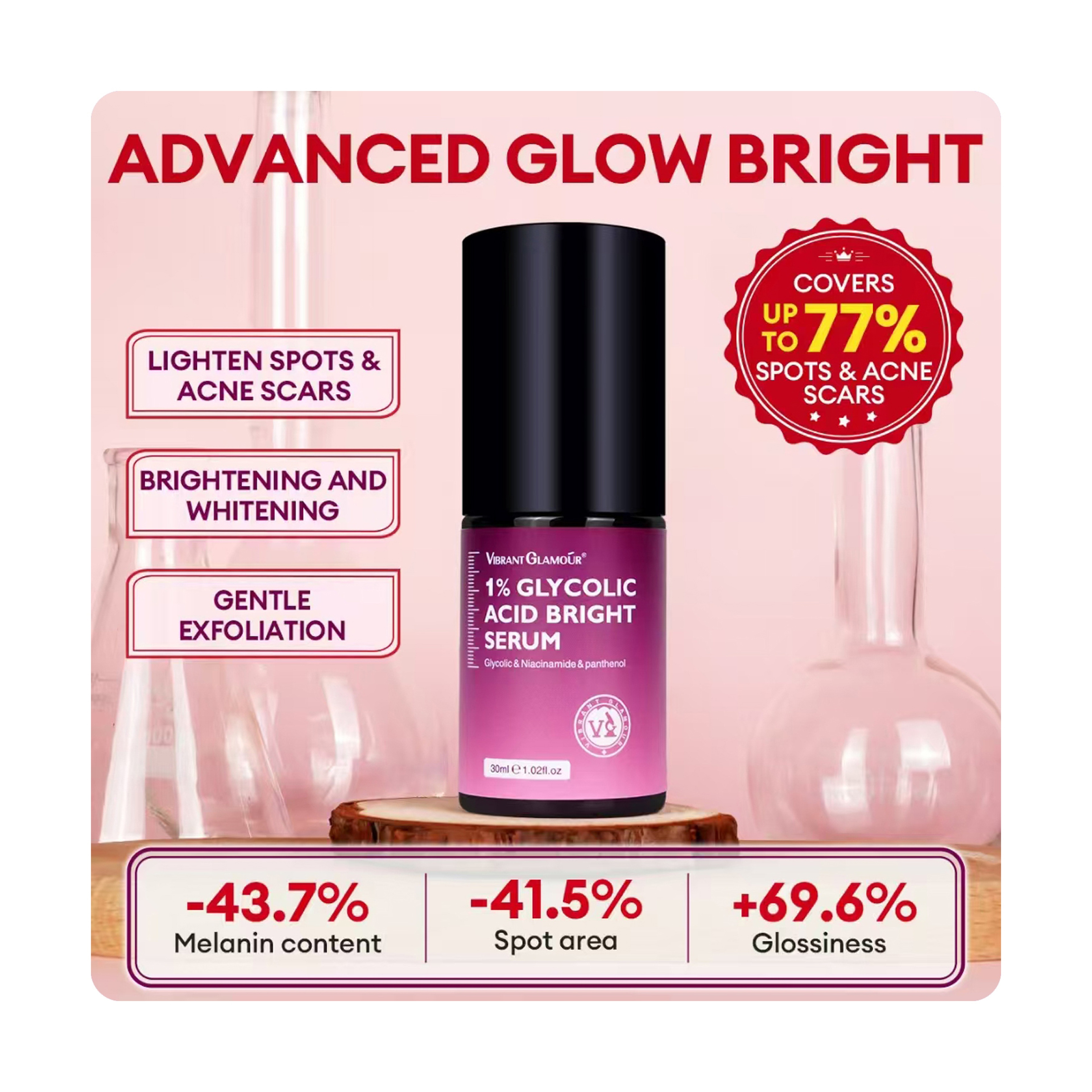 Vibrant Glamour Dark Spot Brightening Serum with 1% Glycolic Acid 30 ml