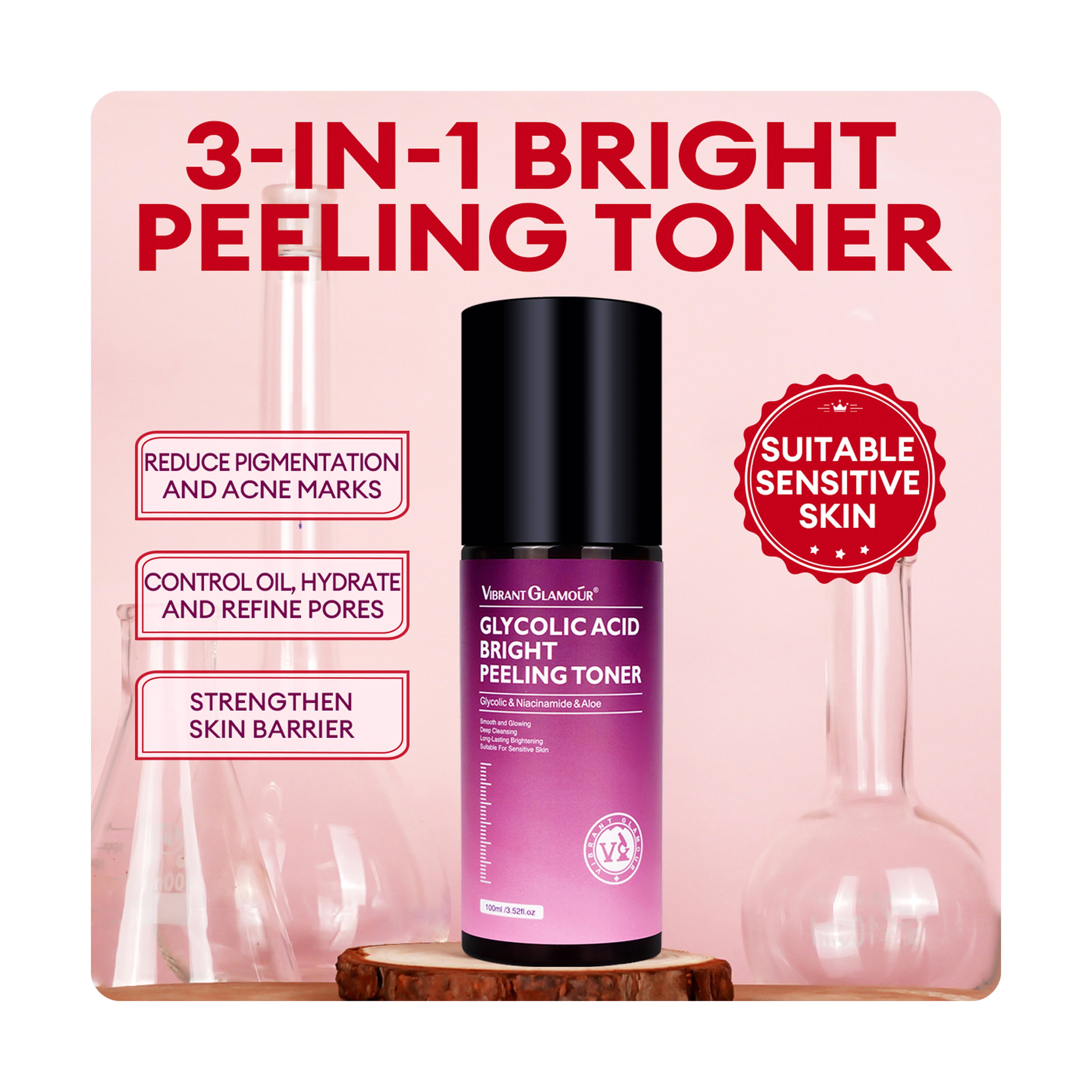 Vibrant Glamour Glycolic Acid Exfoliating Toner 100 ml