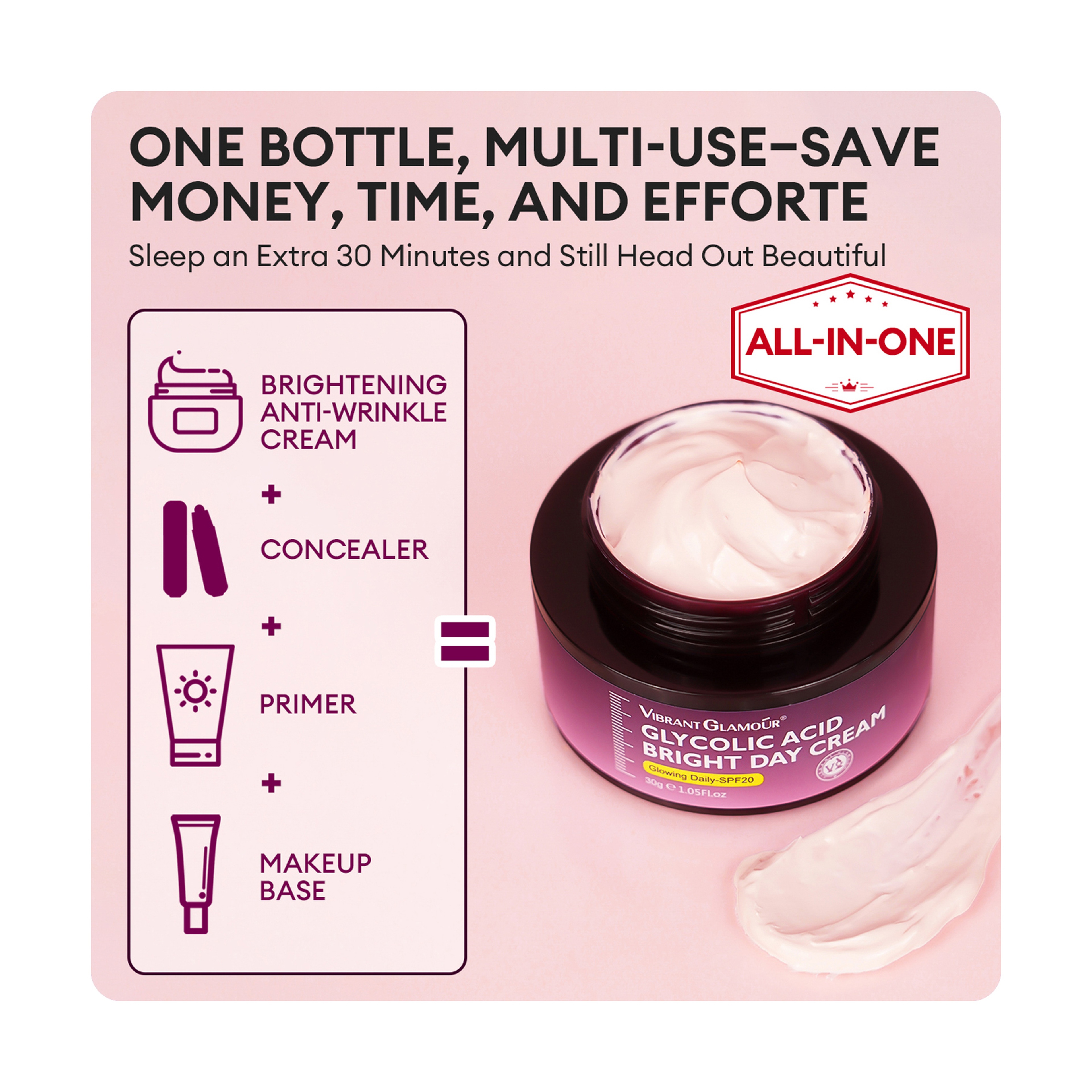 Vibrant Glamour Glycolic Acid Day Cream with SPF 20 Sun Protection 30 g