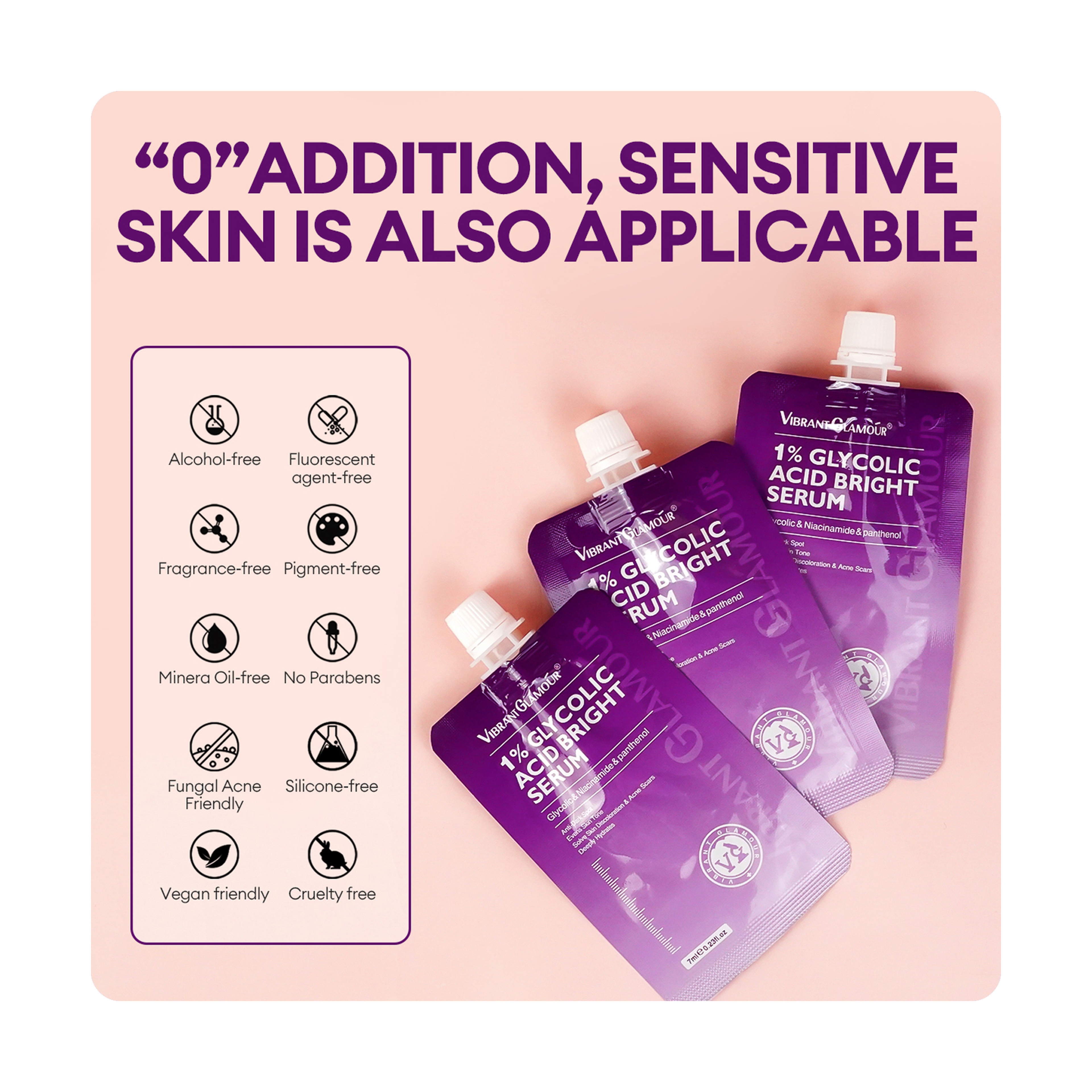 Vibrant Glamour 1% Glycolic Acid Serum for Dark Spot Brightening 7 ml