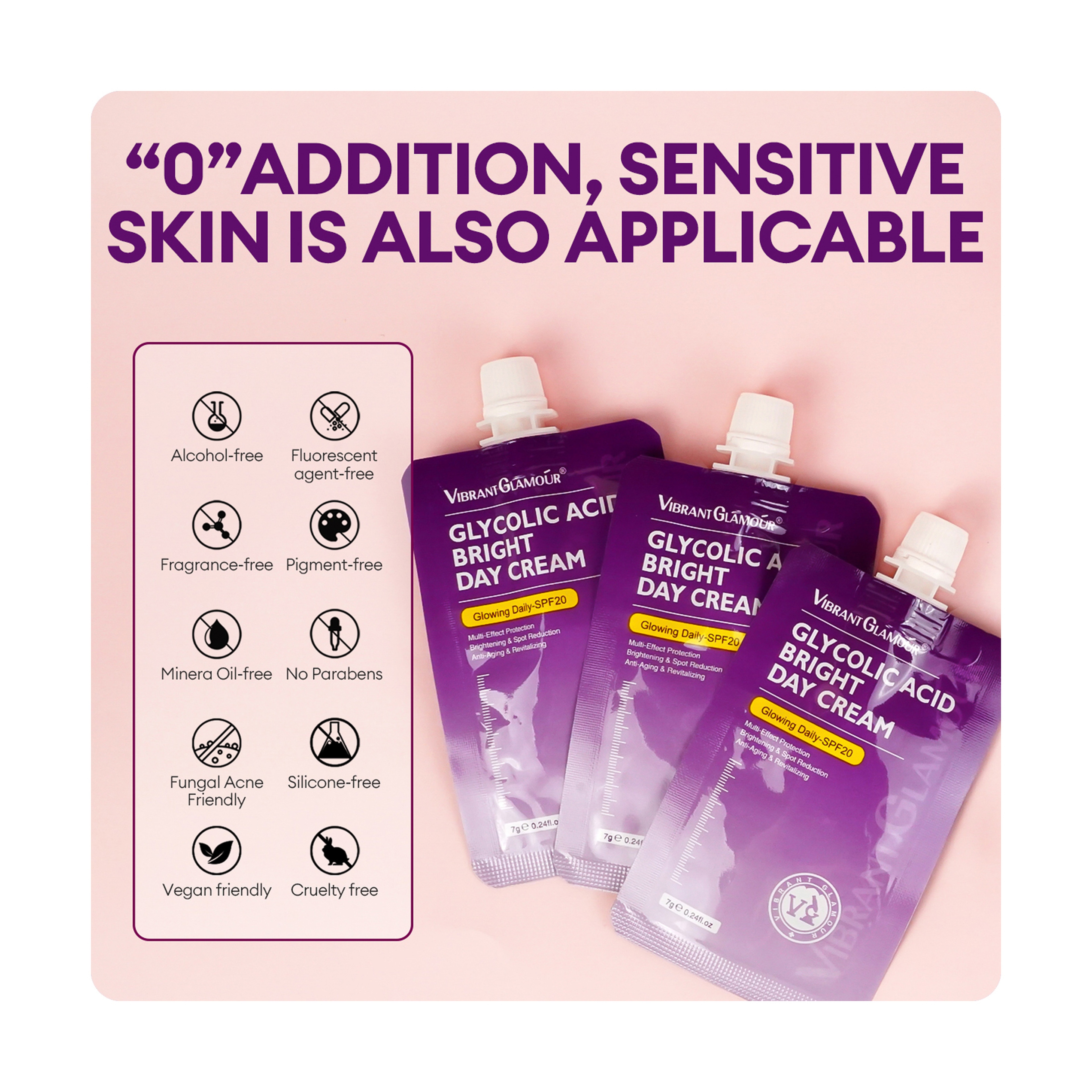 Vibrant Glamour Glycolic Acid Day Cream Anti-Aging and Anti-Wrinkle 7 g