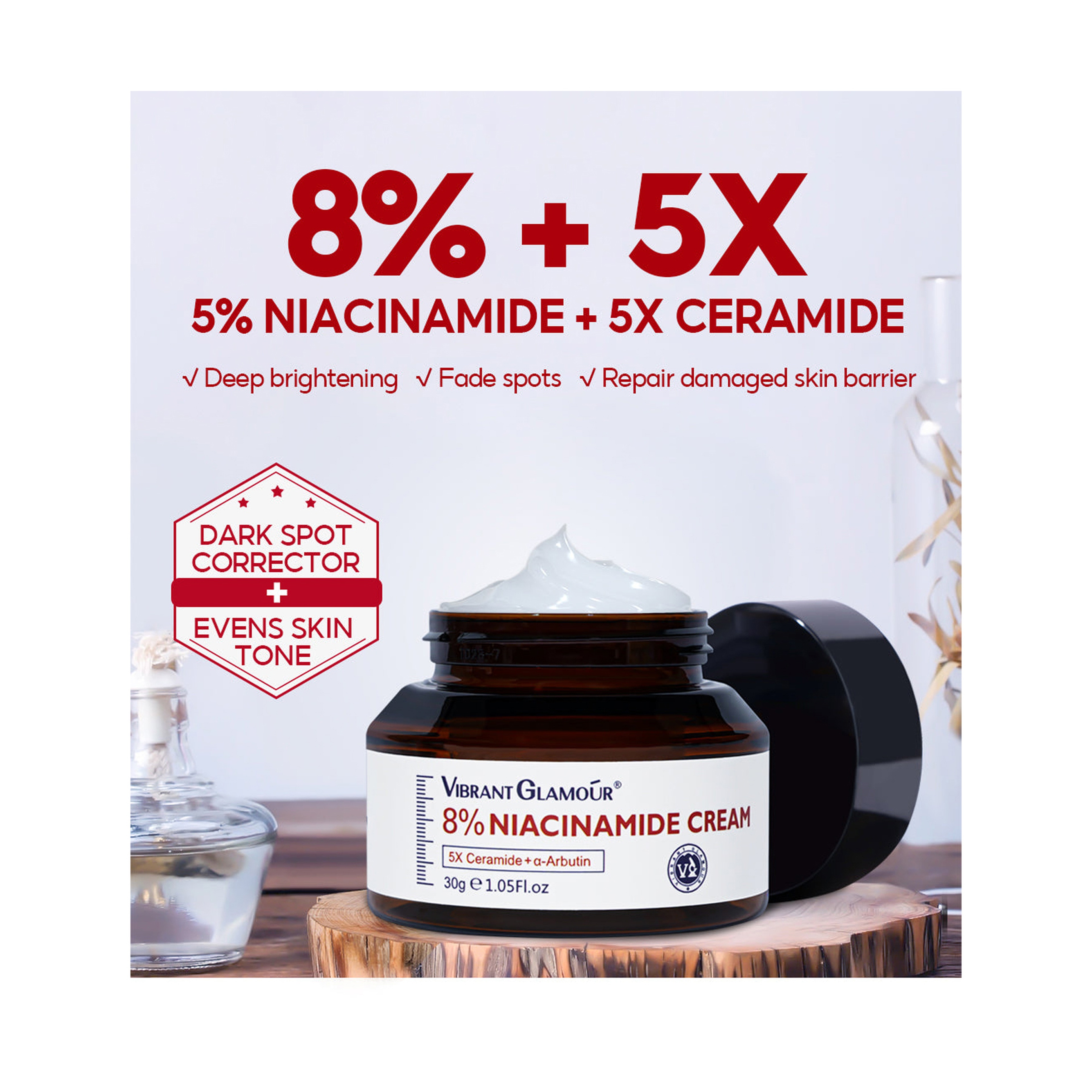 Vibrant Glamour 8% Niacinamide Face Whitening Cream 30 g