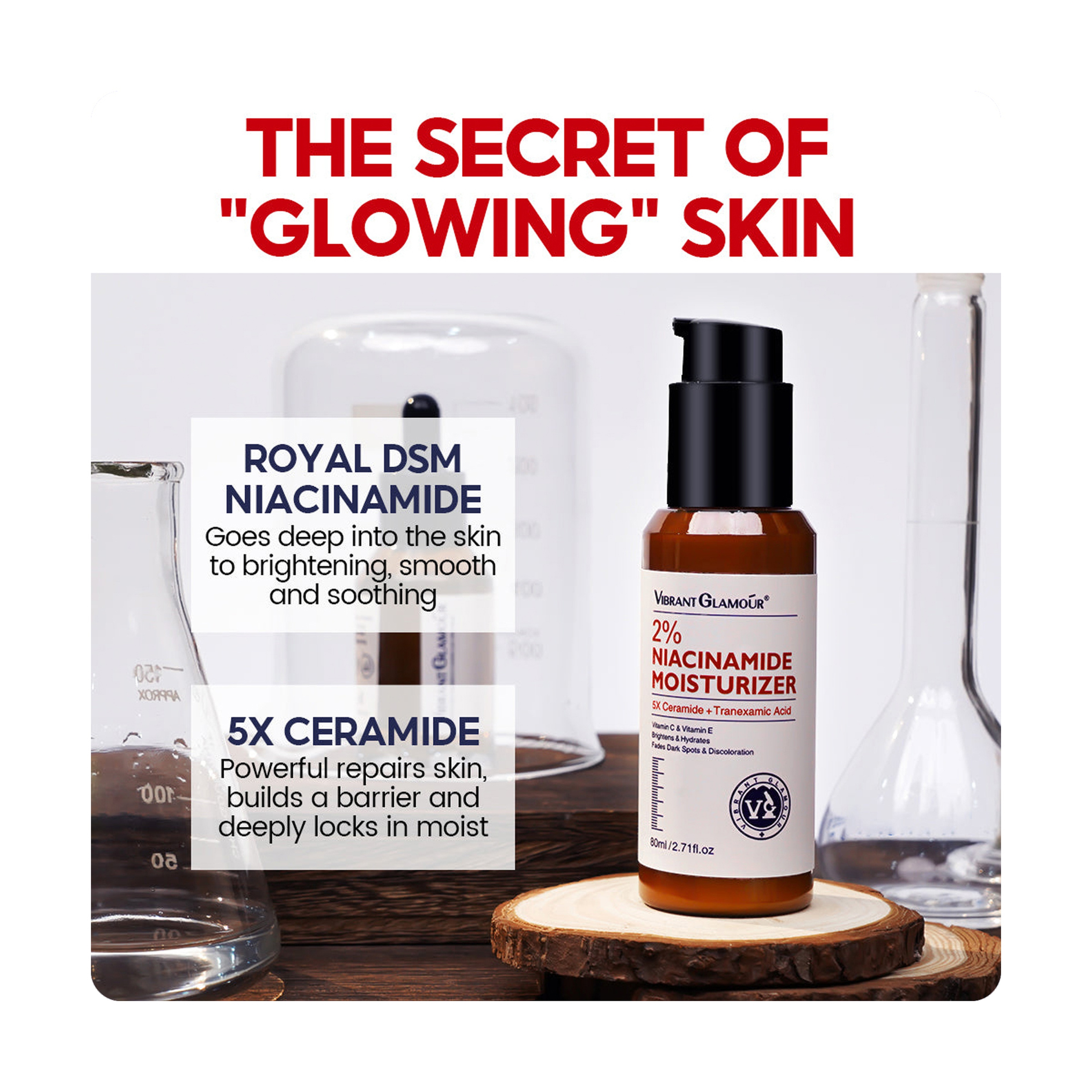 Vibrant Glamour 2% Niacinamide Moisturizing Serum with 5x Ceramide and Tranexamic Acid 80 ml